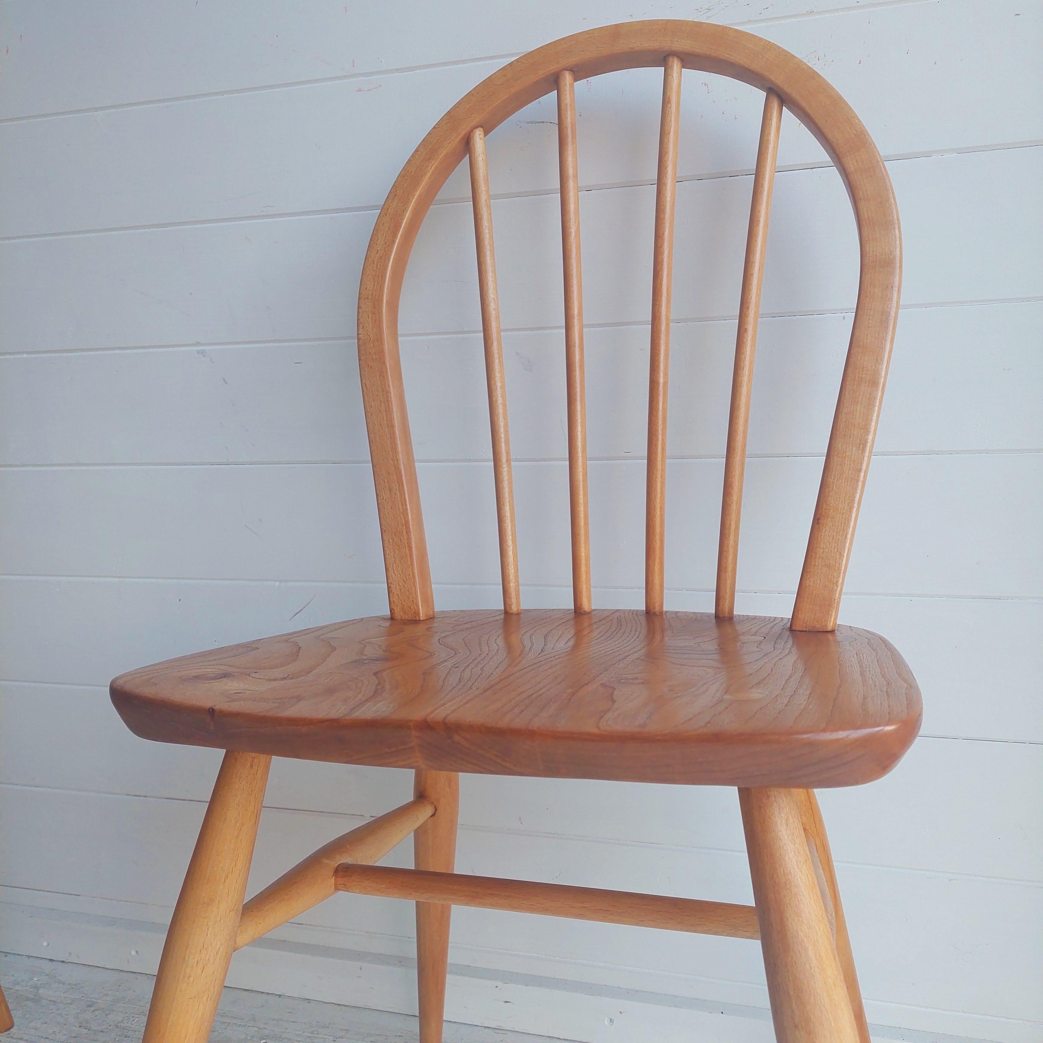 Mid Century Vintage Ercol Blonde Dining Chairs Model 400, 1960's Set of 2 6