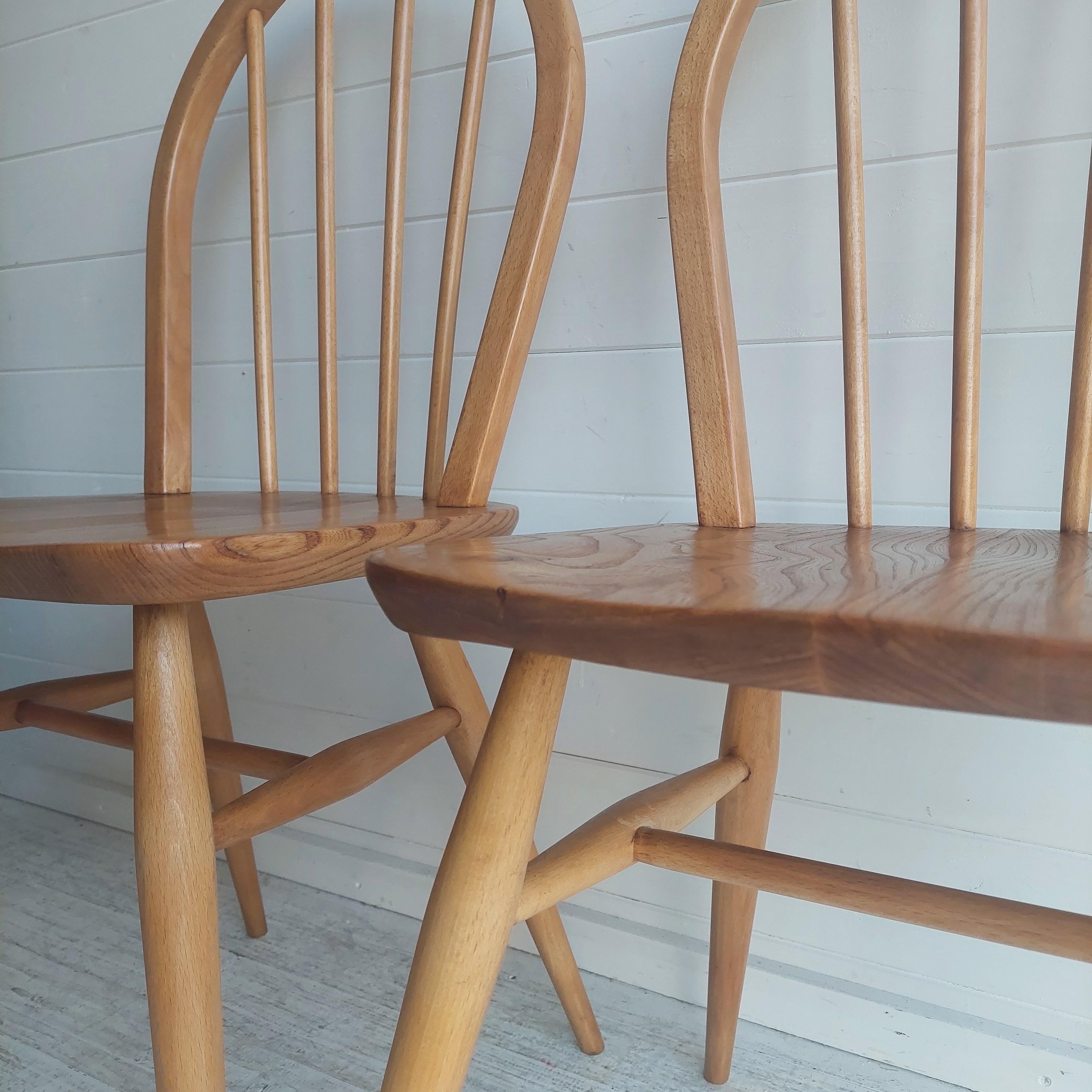 Mid Century Vintage Ercol Blonde Dining Chairs Model 400, 1960's Set of 2 9