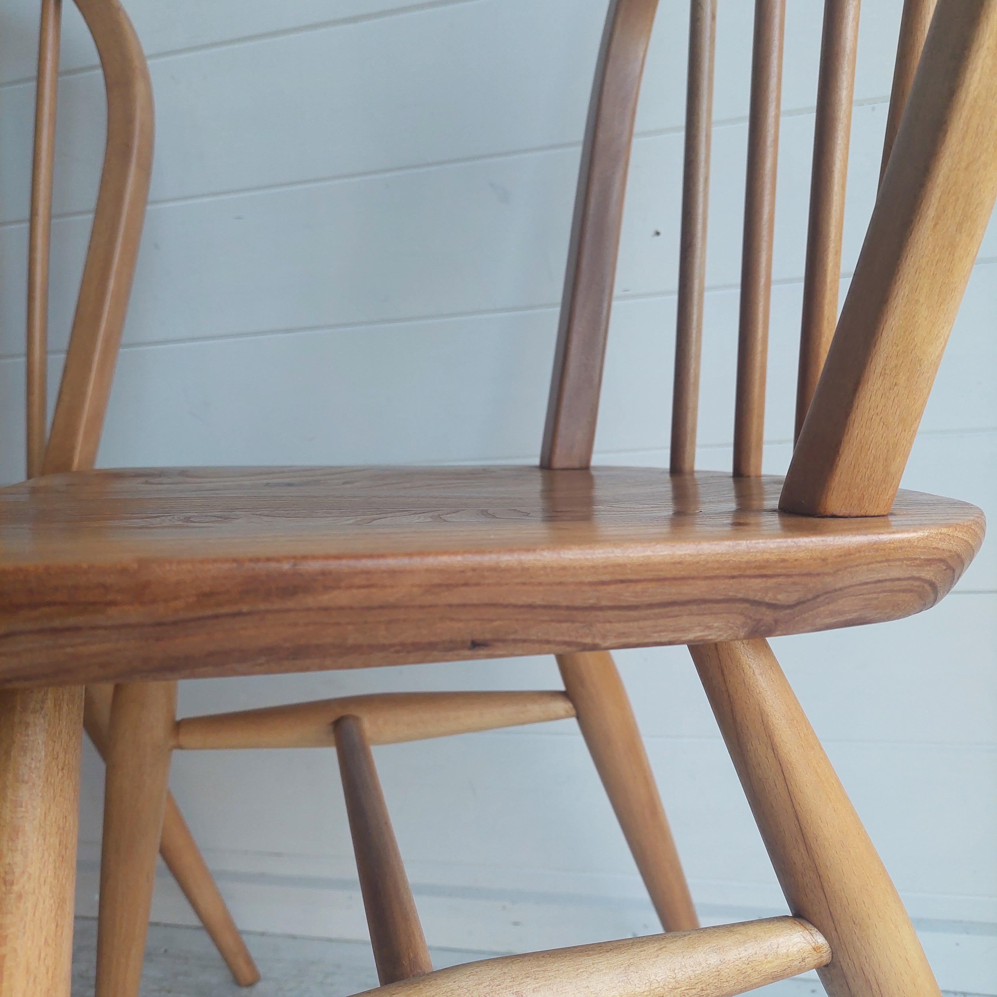 Mid Century Vintage Ercol Blonde Dining Chairs Model 400, 1960's Set of 2 10
