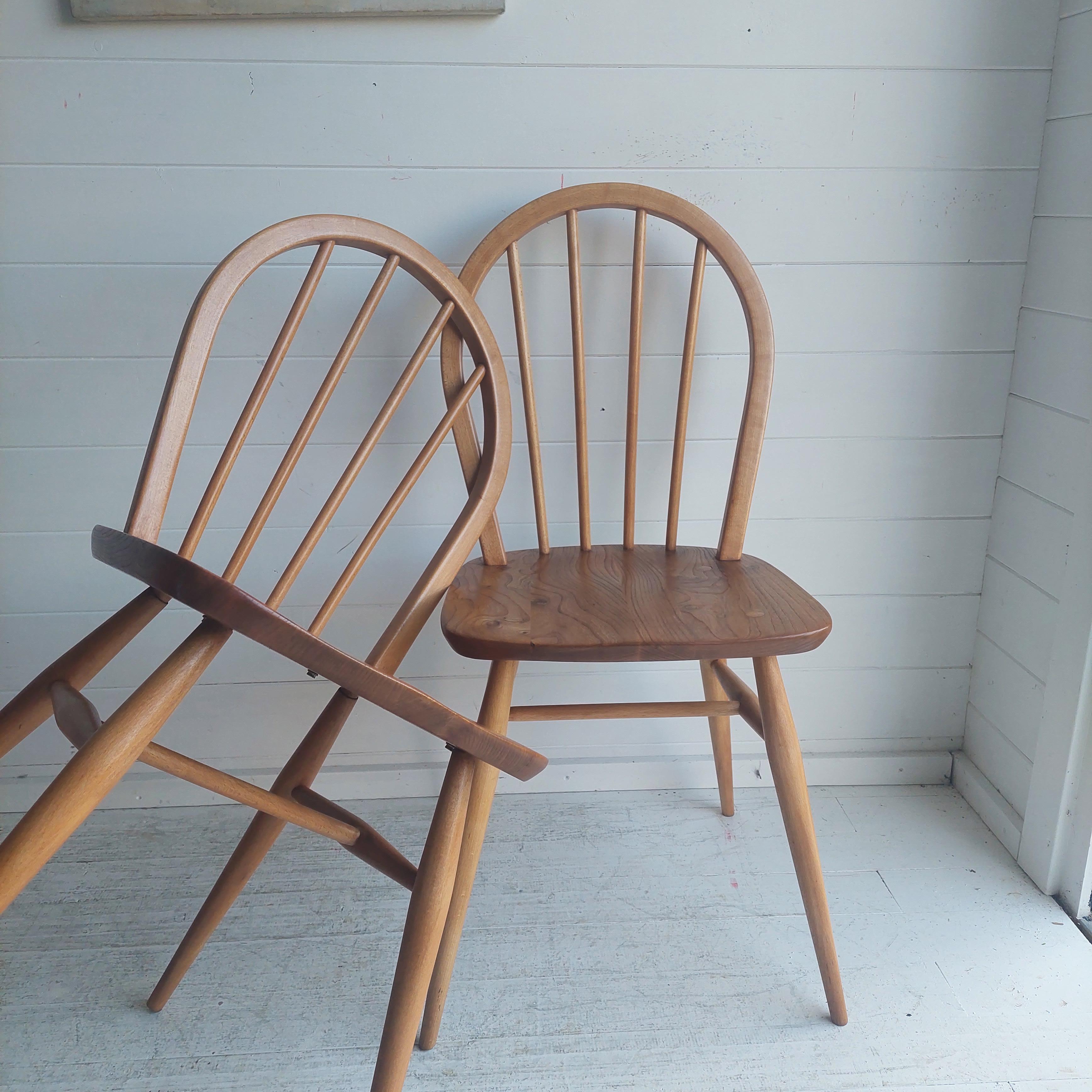 British Mid Century Vintage Ercol Blonde Dining Chairs Model 400, 1960's Set of 2
