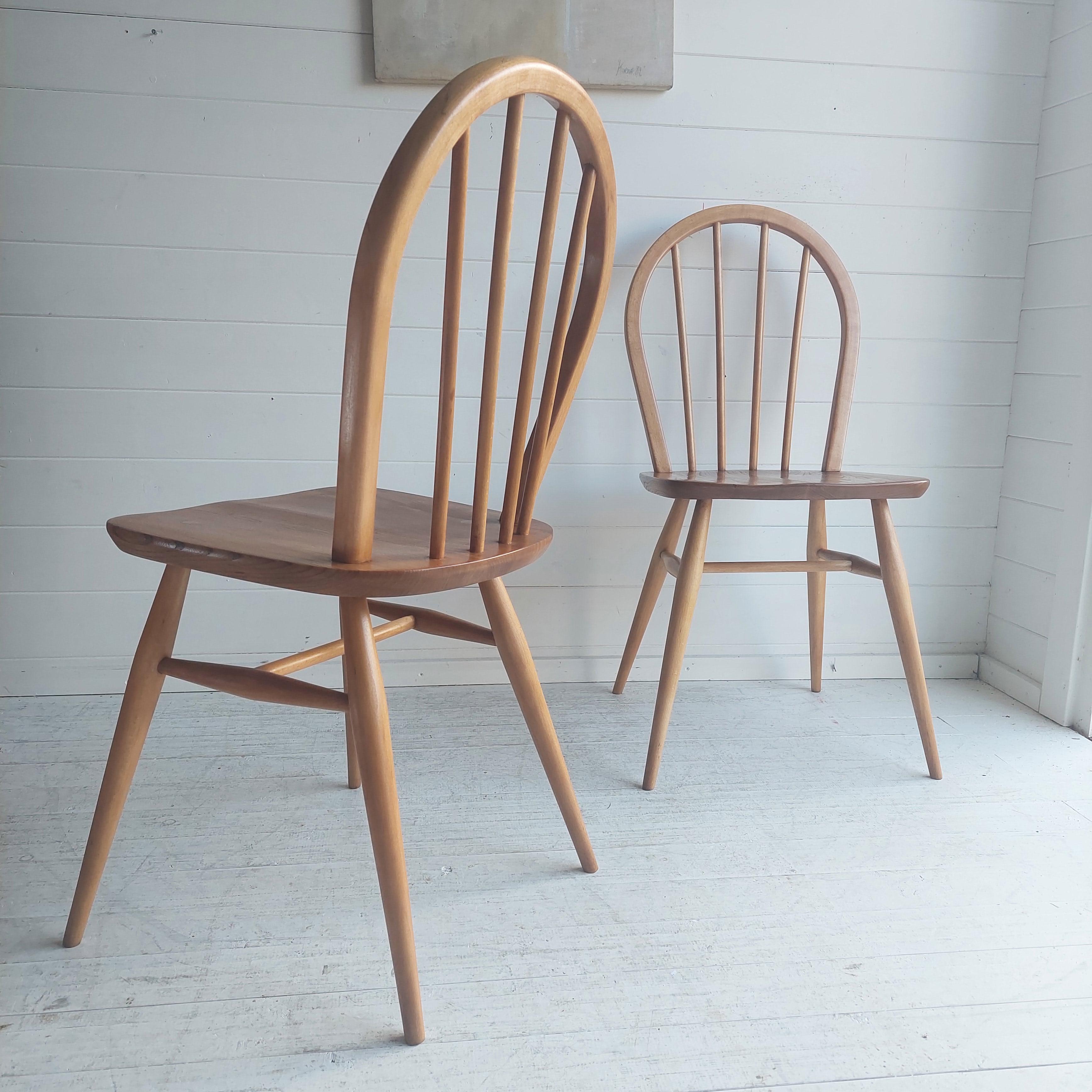 Beech Mid Century Vintage Ercol Blonde Dining Chairs Model 400, 1960's Set of 2