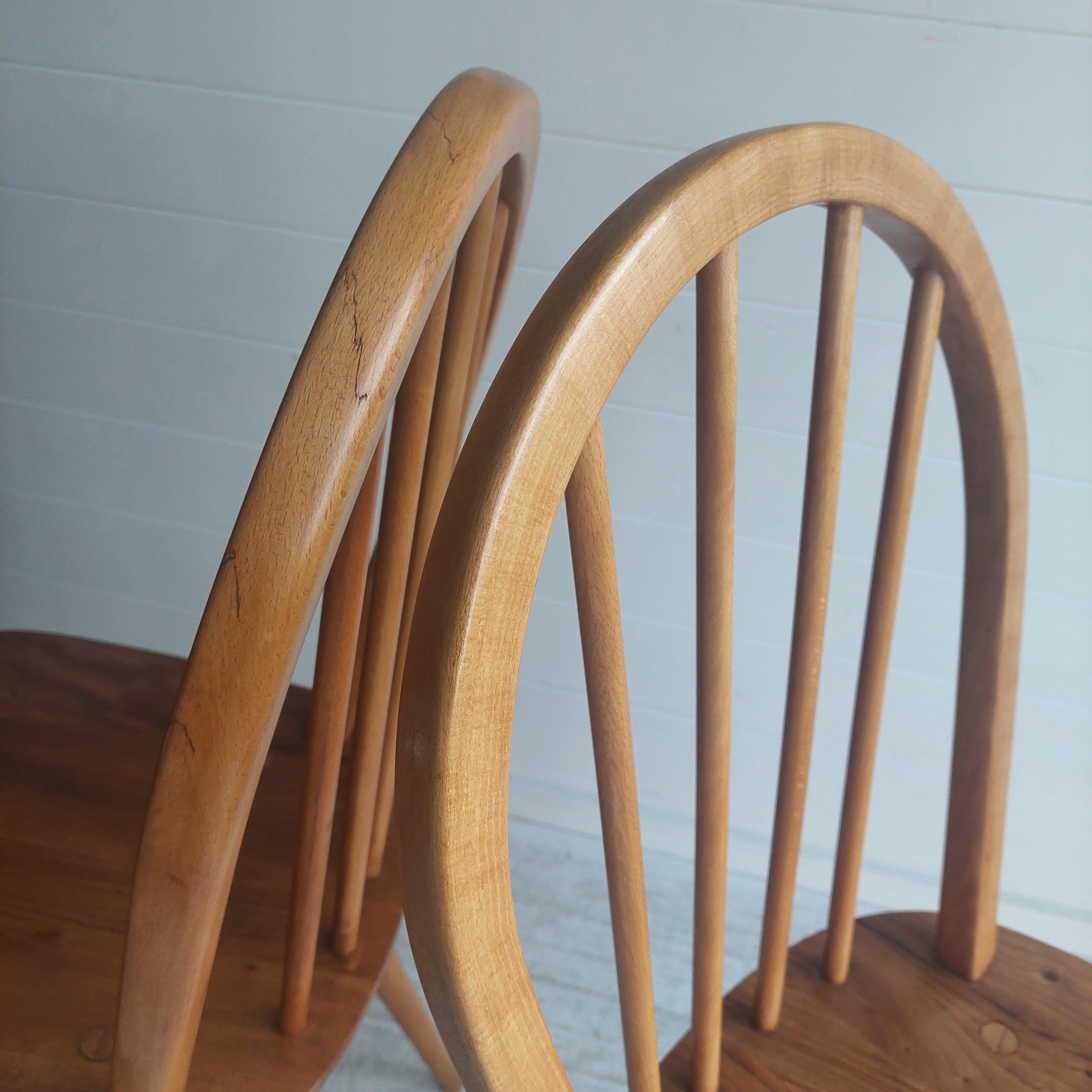 Mid Century Vintage Ercol Blonde Dining Chairs Model 400, 1960's Set of 2 1