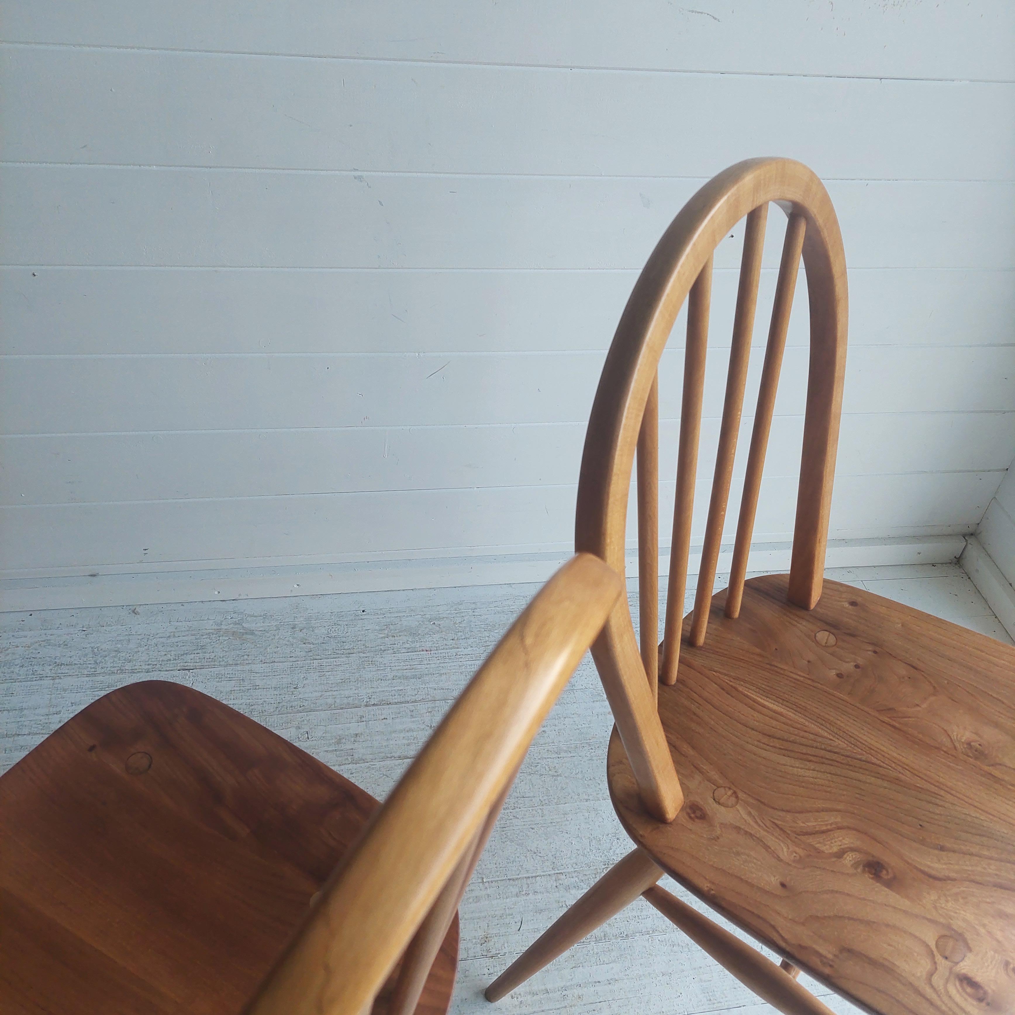 Mid Century Vintage Ercol Blonde Dining Chairs Model 400, 1960's Set of 2 2