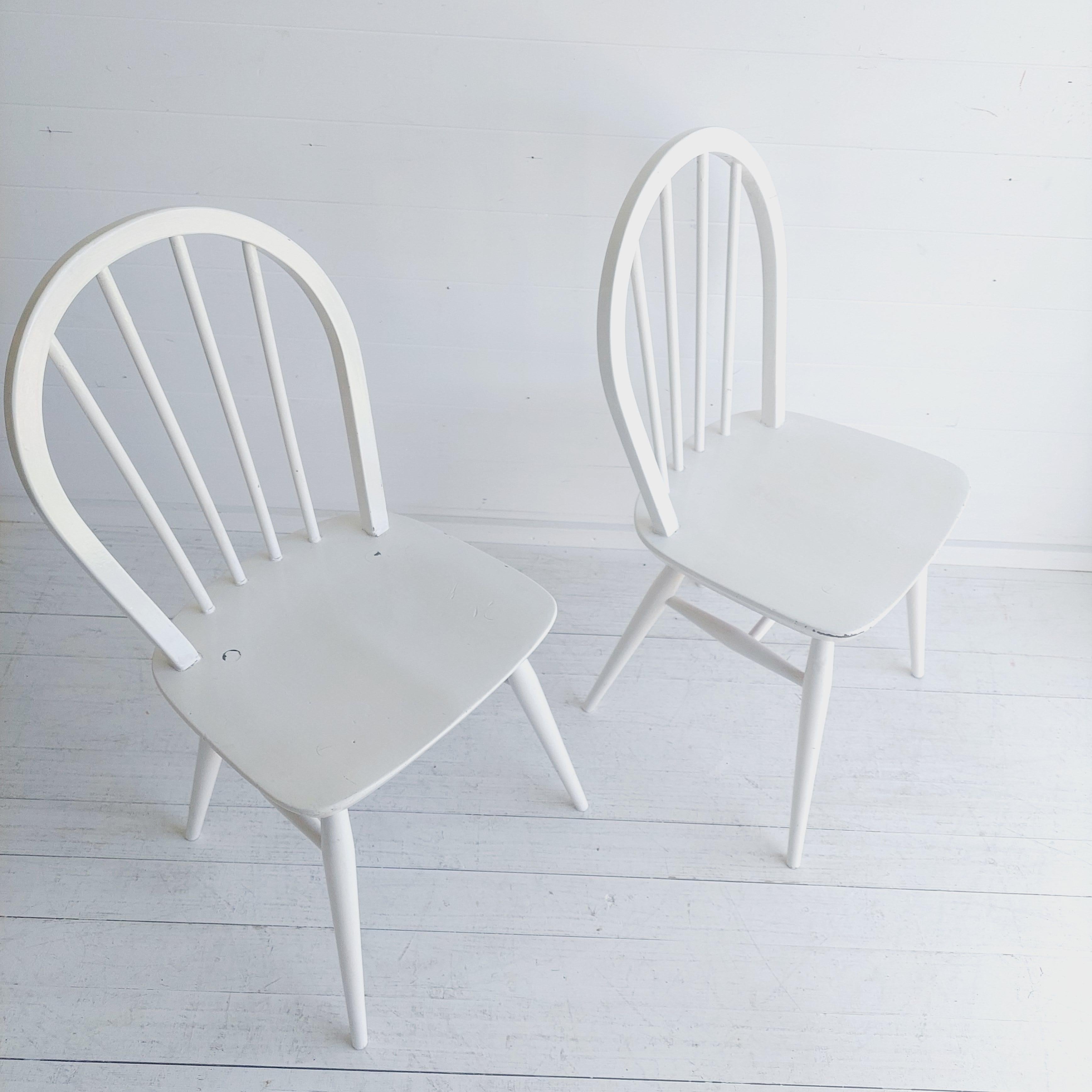 Mid-Century Modern Mid Century Vintage Ercol Hoop Backed Dining Chairs Model 400, 1960's Set Of 2 For Sale