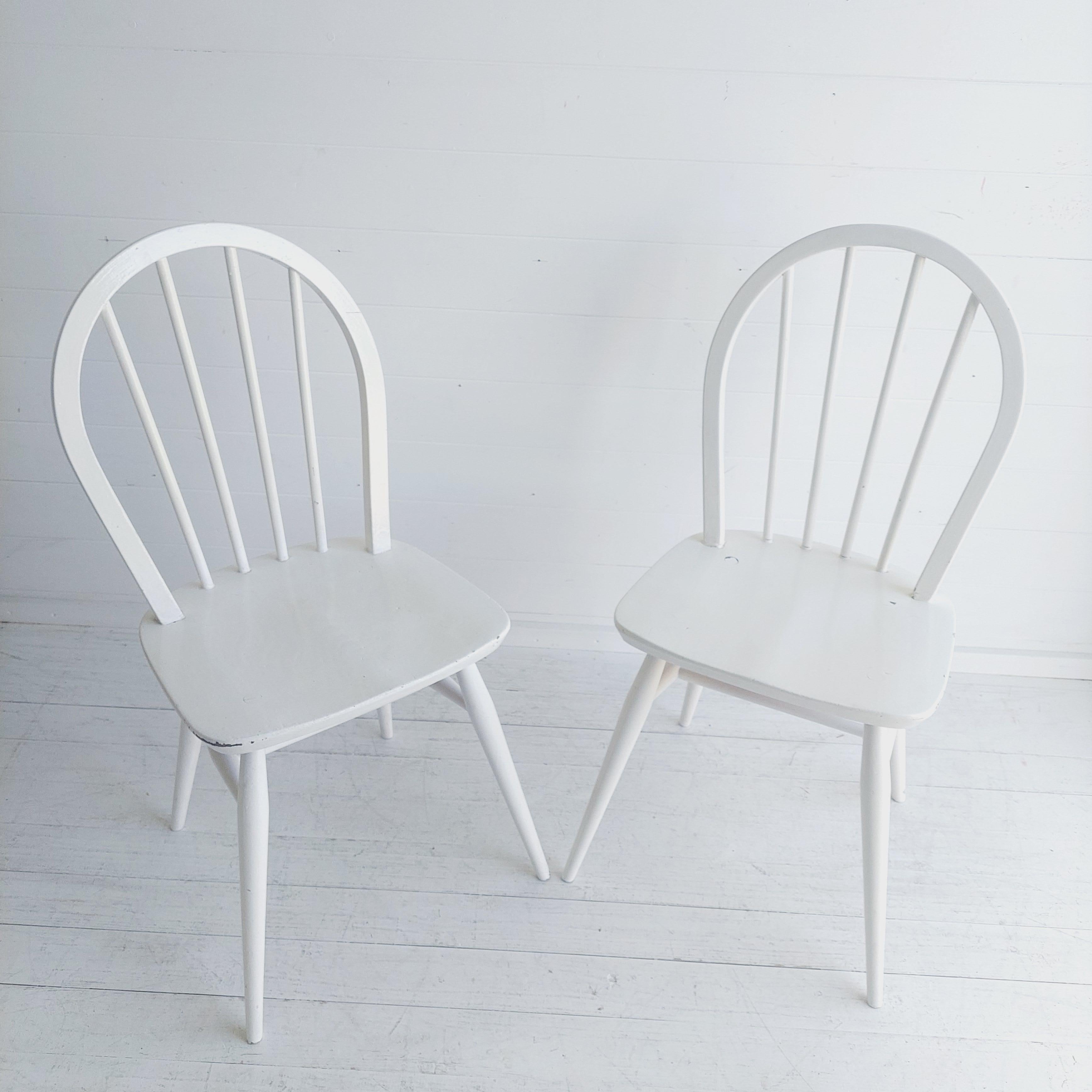 Beech Mid Century Vintage Ercol Hoop Backed Dining Chairs Model 400, 1960's Set Of 2 For Sale