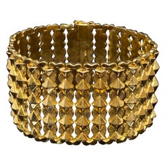 Mid Century Vintage Extra Wide 18k Gelbgold Geometrische Link Italienisch Armband