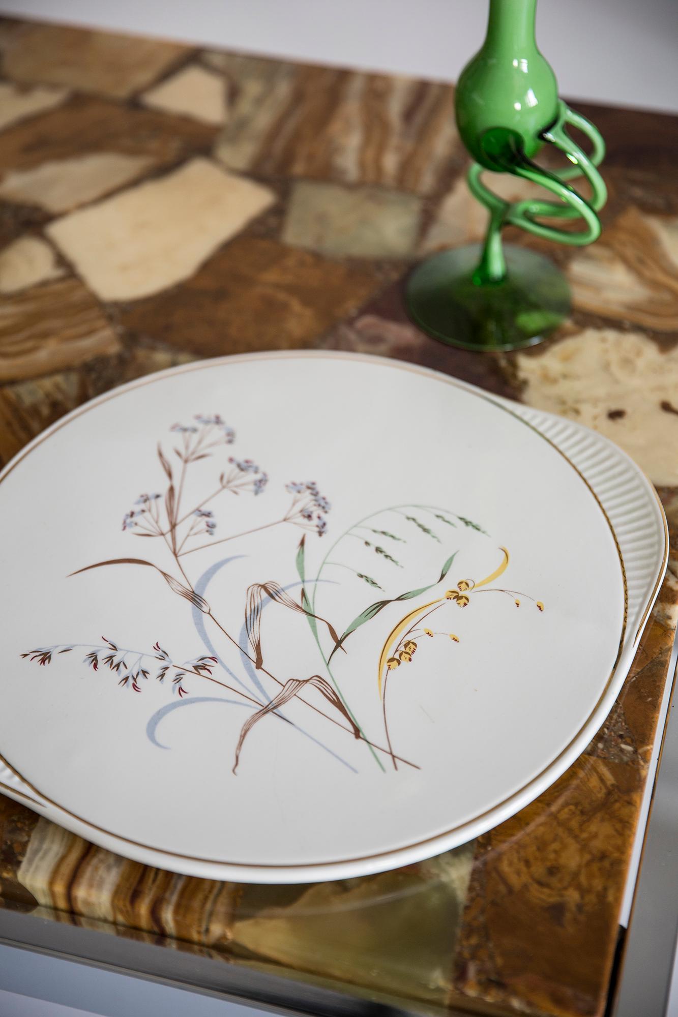 Mid-Century Modern Mid Century Vintage Flowers Decorative Porcelain Plate, Germany, 1970s For Sale