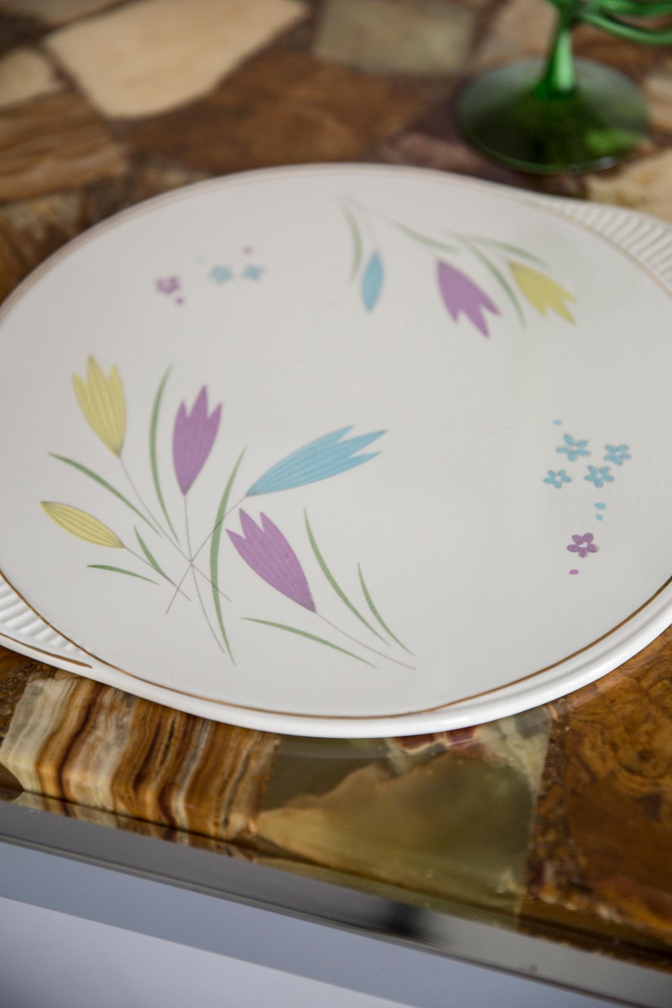 Mid-Century Modern Mid Century Vintage Flowers Decorative Porcelain Plate, Germany, 1970s For Sale