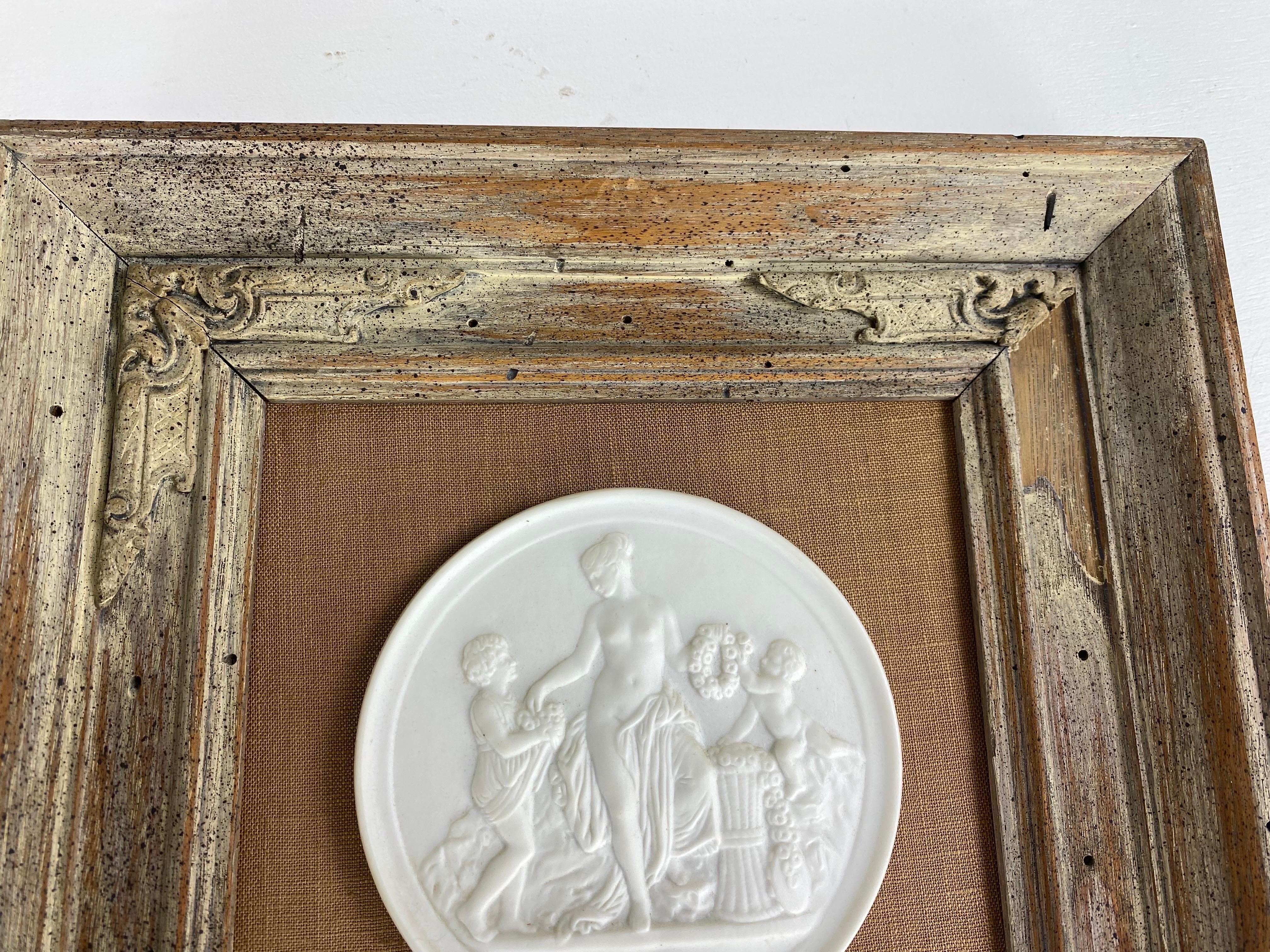 Neoclassical Mid century vintage framed royal Copenhagen bisque medallions/Taglio’s For Sale