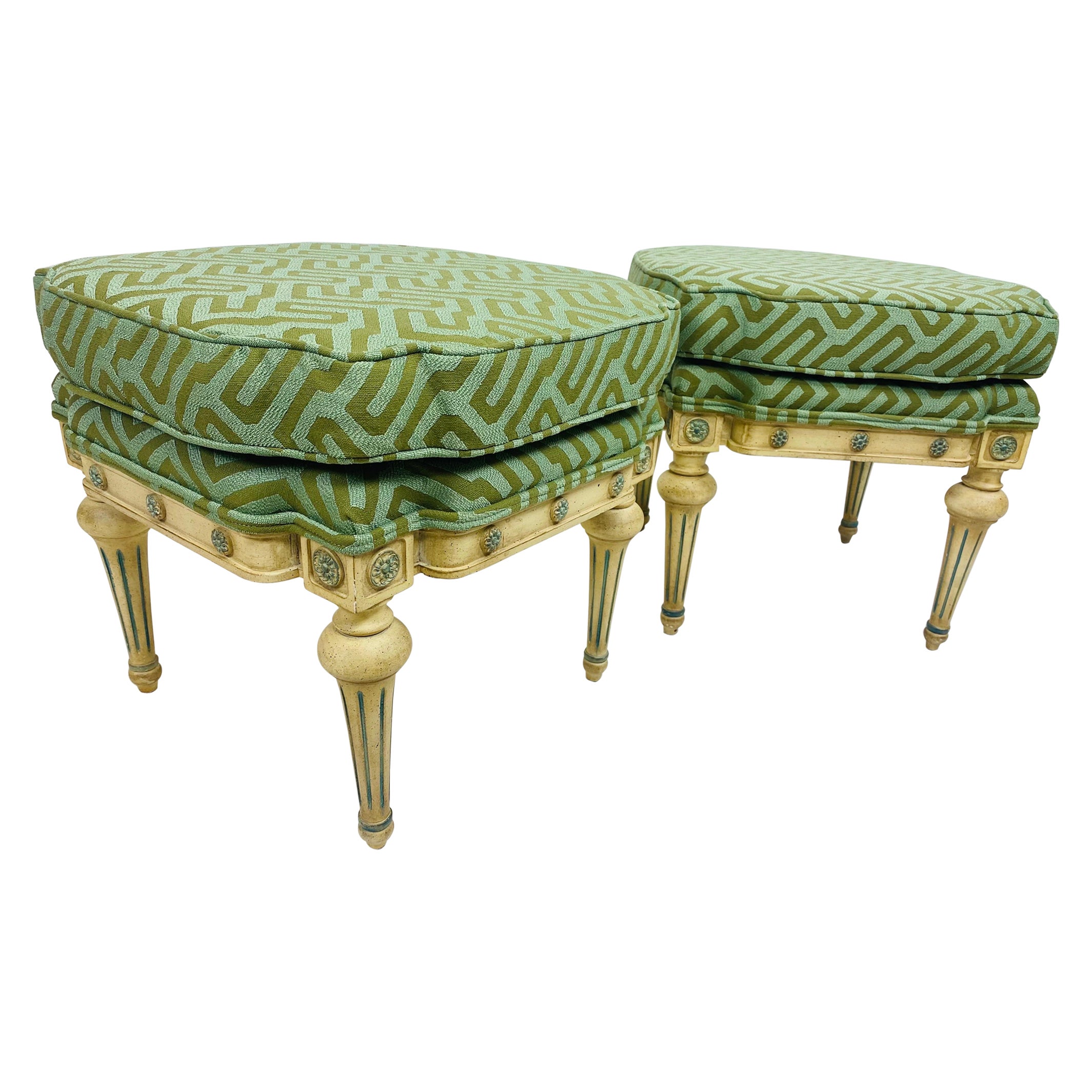 Mid century vintage French empire style Ottomans/a pair