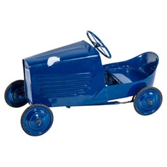Mid-Century Vintage French Metal Pedal Car in Blue Azure, circa 1950s