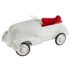 Mid-Century Vintage French White Metal Pedal Car, circa 1950s