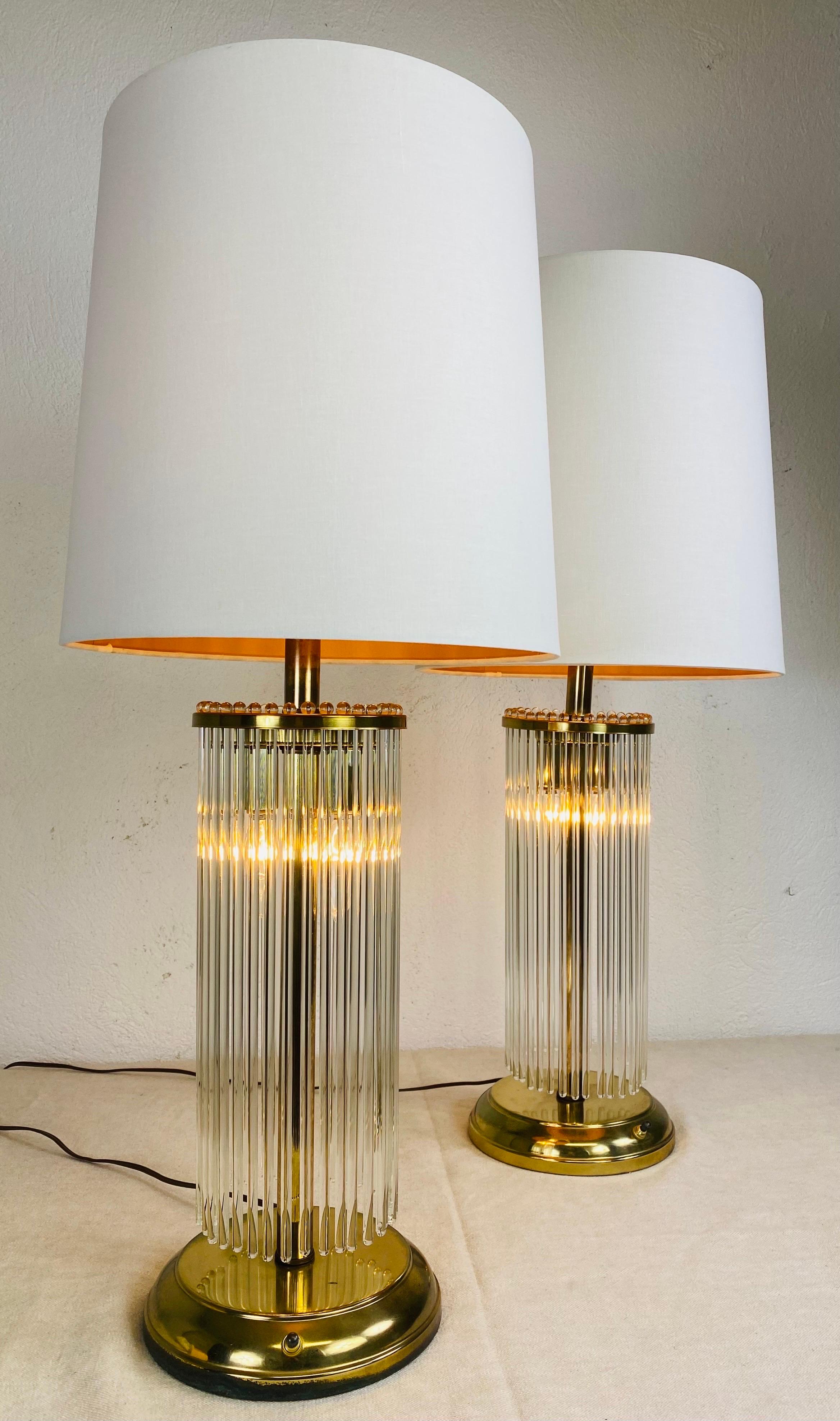 Midcentury Vintage Gaetano Sciolari for Lightolier Glass Rod Lamps/a Pair For Sale 5