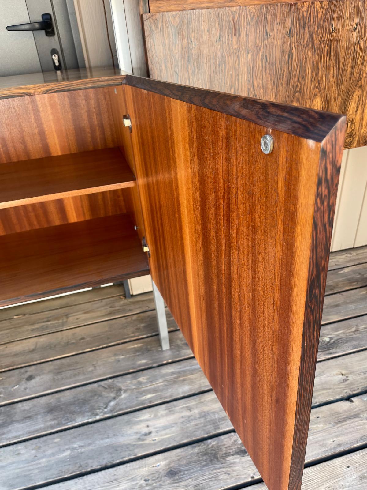 Mid-century Vintage Georges Nelson Style Teak and Chromed Metal Shelf For Sale 5