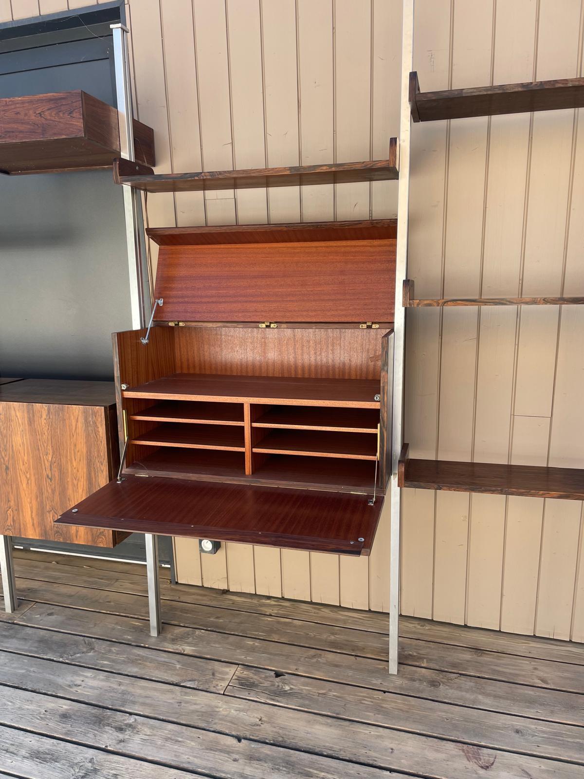 Mid-century Vintage Georges Nelson Style Teak and Chromed Metal Shelf For Sale 8
