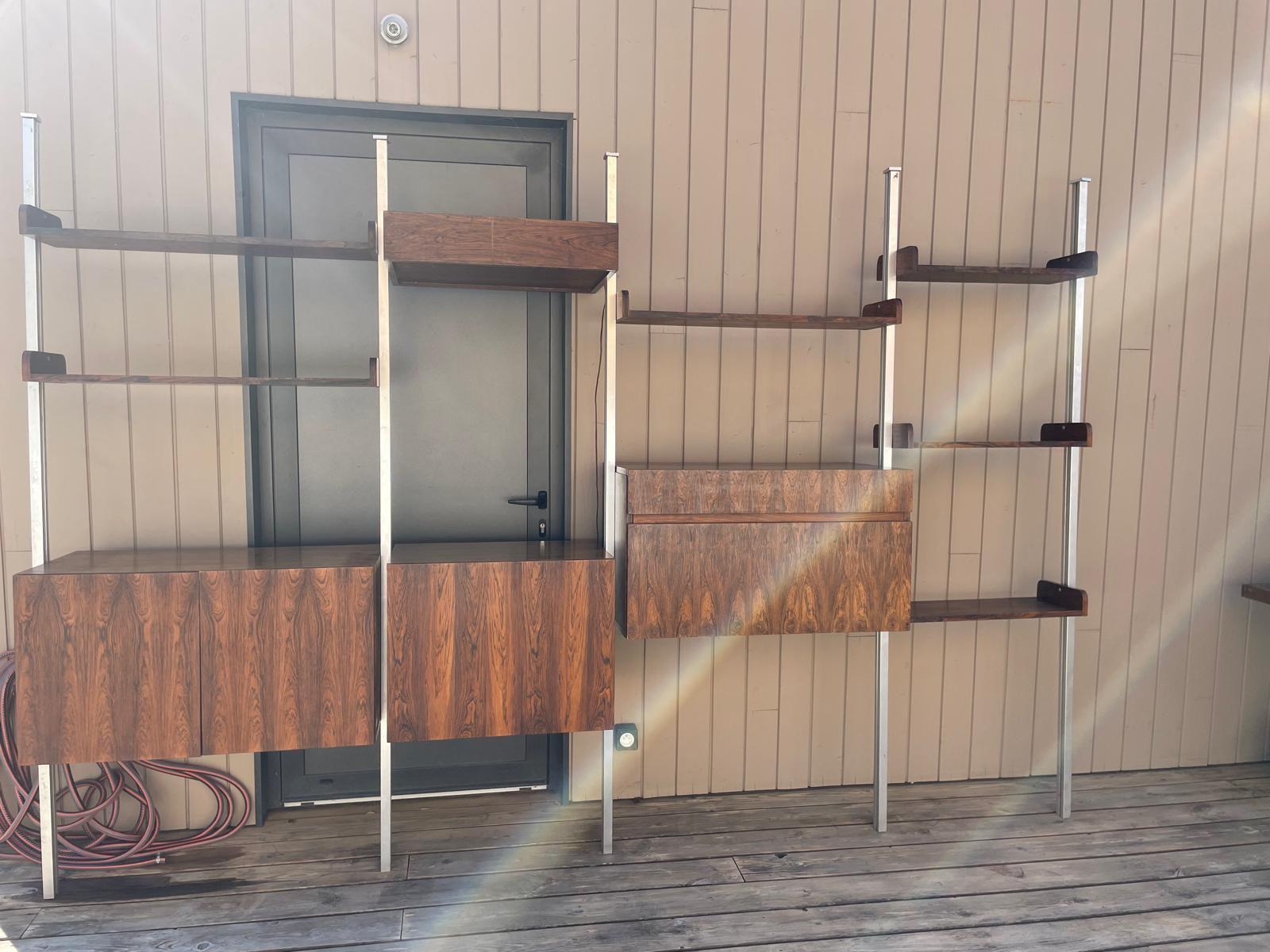 Mid-20th Century Mid-century Vintage Georges Nelson Style Teak and Chromed Metal Shelf For Sale