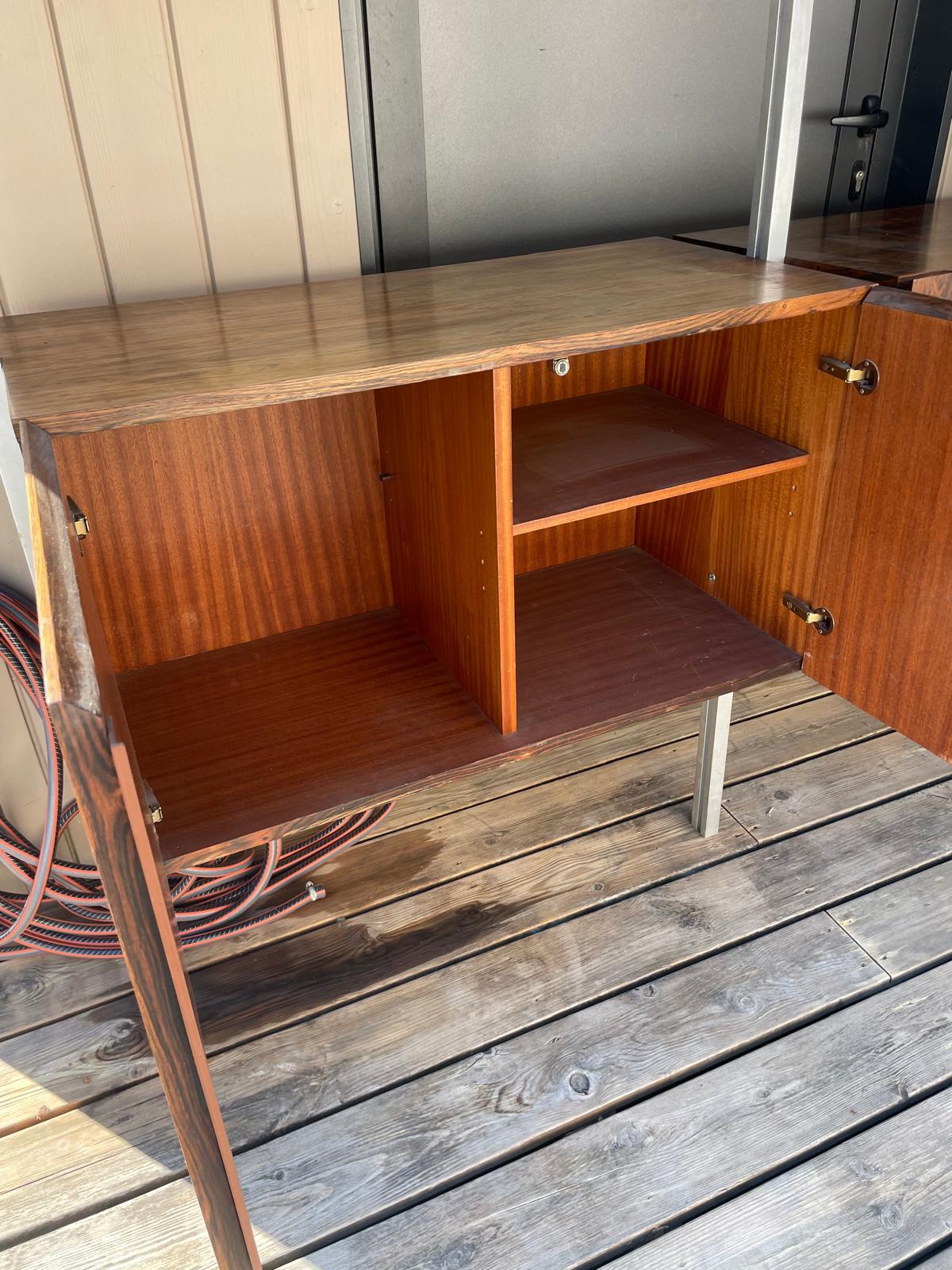 Mid-century Vintage Georges Nelson Style Teak and Chromed Metal Shelf For Sale 1