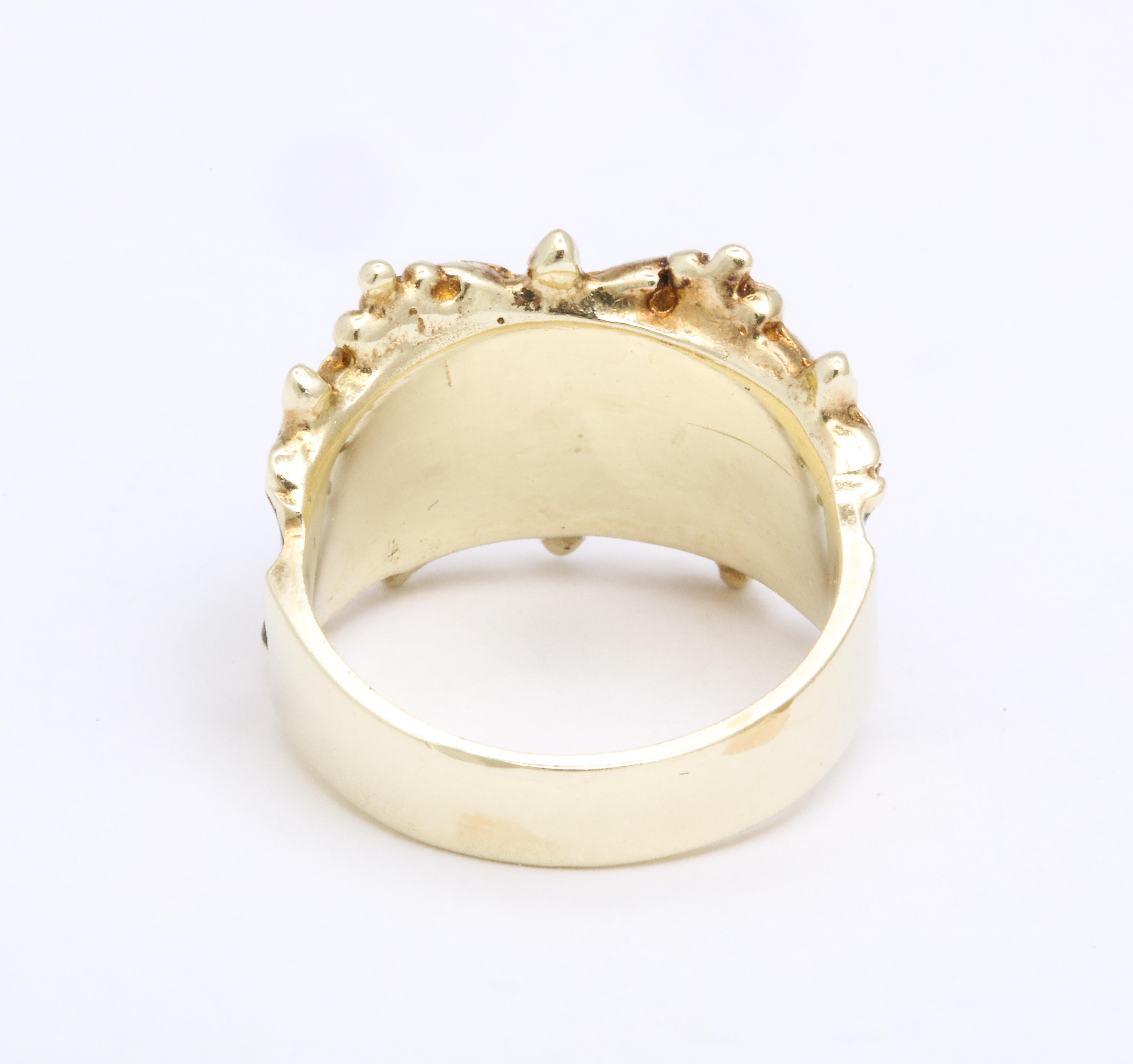 Anillo Rociador Floral de Oro y Esmalte Mid Century Vintage en venta 3