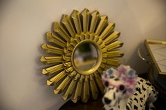 Midcentury Vintage Gold Italian Small Sunburst Mirror, Italy, 1960s