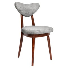 Silla de Terciopelo Corazón Gris Mid Century Vintage, Europa, años 60