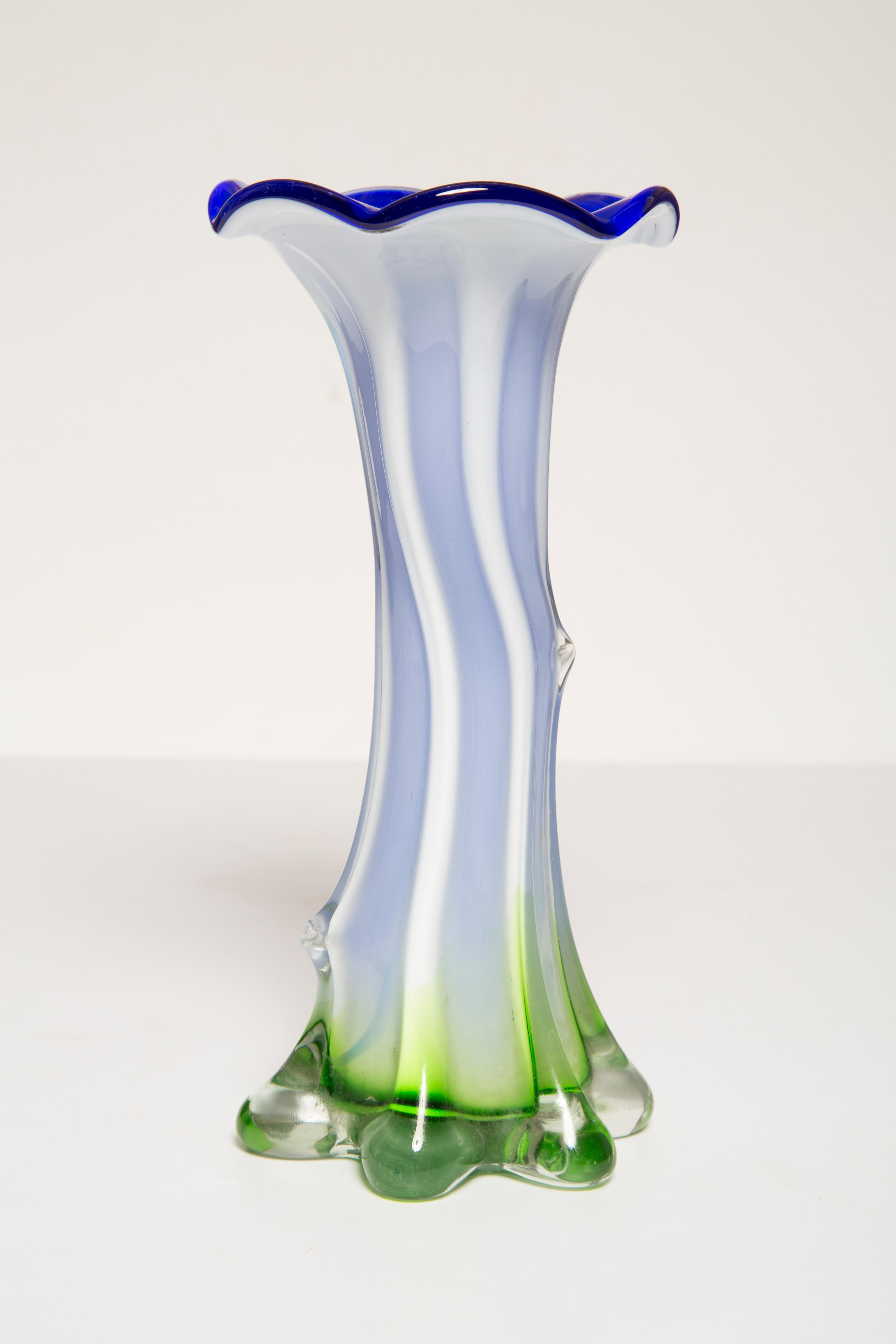 Mid Century Vintage Green and Blue Murano Vase, Italy, 1960s For Sale 3