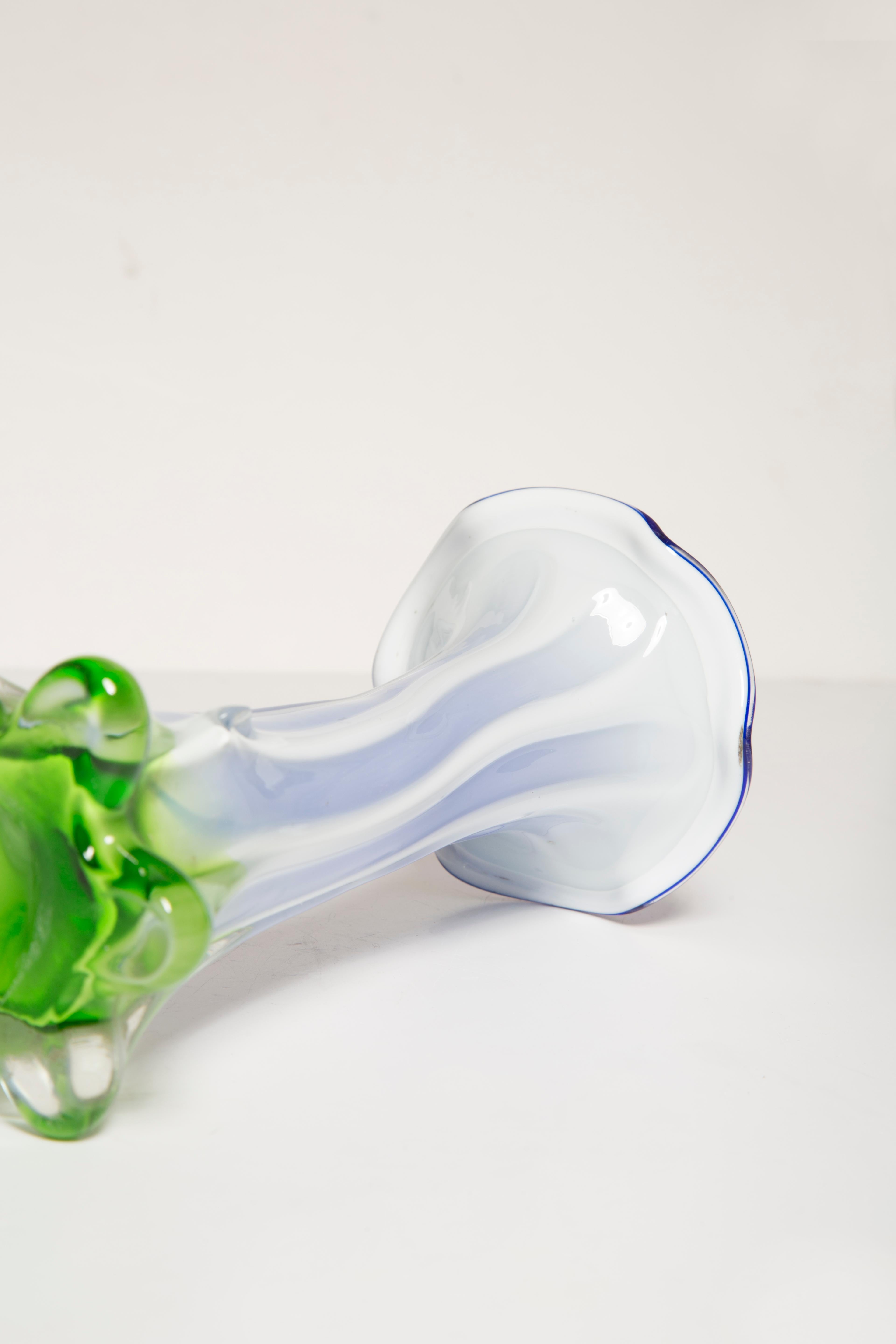Mid Century Vintage Green and Blue Murano Vase, Italy, 1960s For Sale 5
