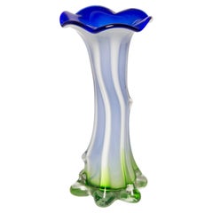 Mid Century Vintage Green and Blue Murano Vase, Italy, 1960s