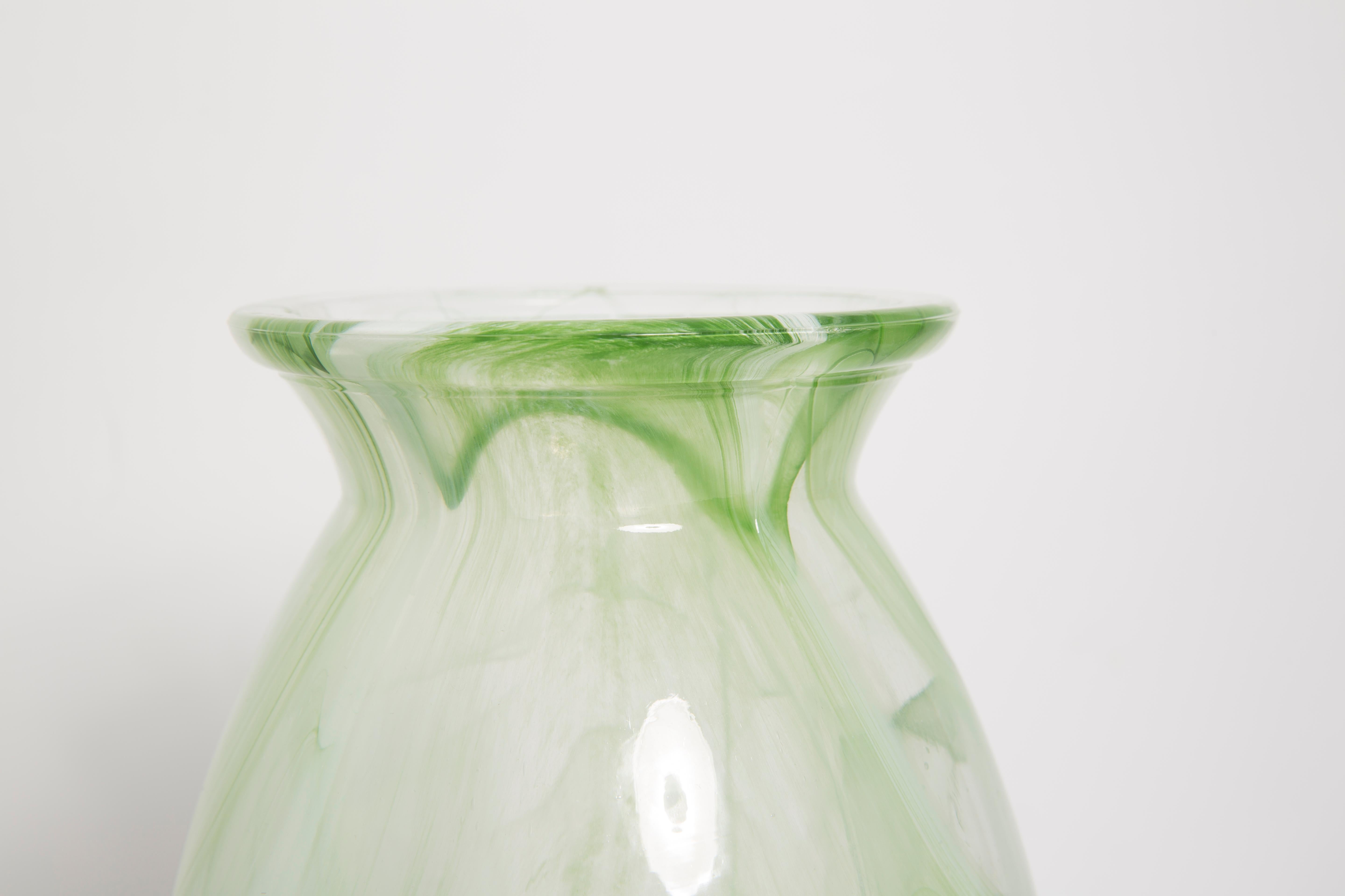 Italian Mid Century Vintage Green and White Big Vase, Italy, 1960s For Sale