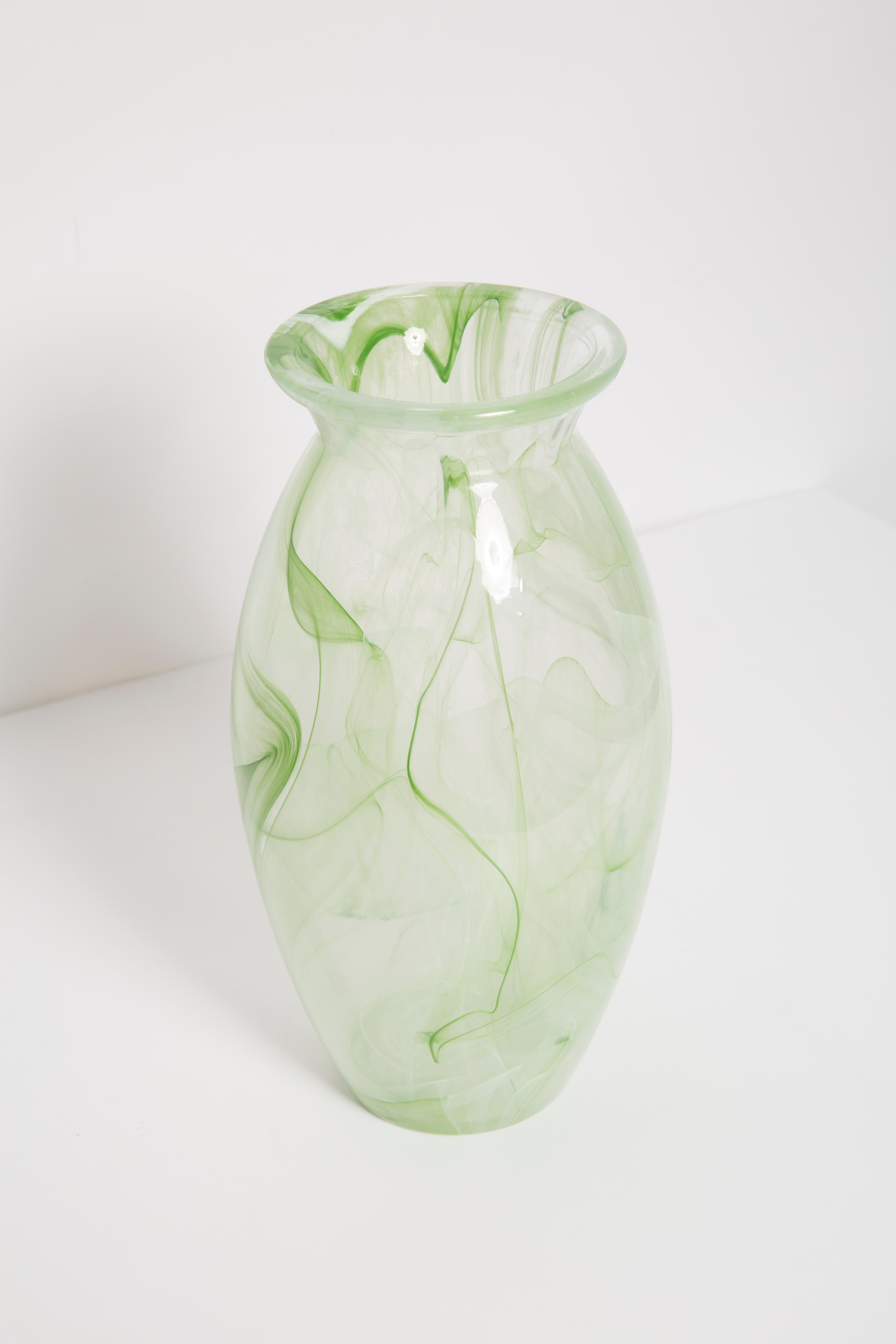 20th Century Mid Century Vintage Green and White Big Vase, Italy, 1960s For Sale