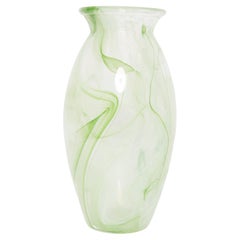 Mid Century Vintage Green and White Big Vase, Italy, 1960s