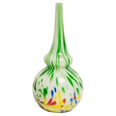 Midcentury Vintage Green and White Small Murano Vase, Italy, 1960s
