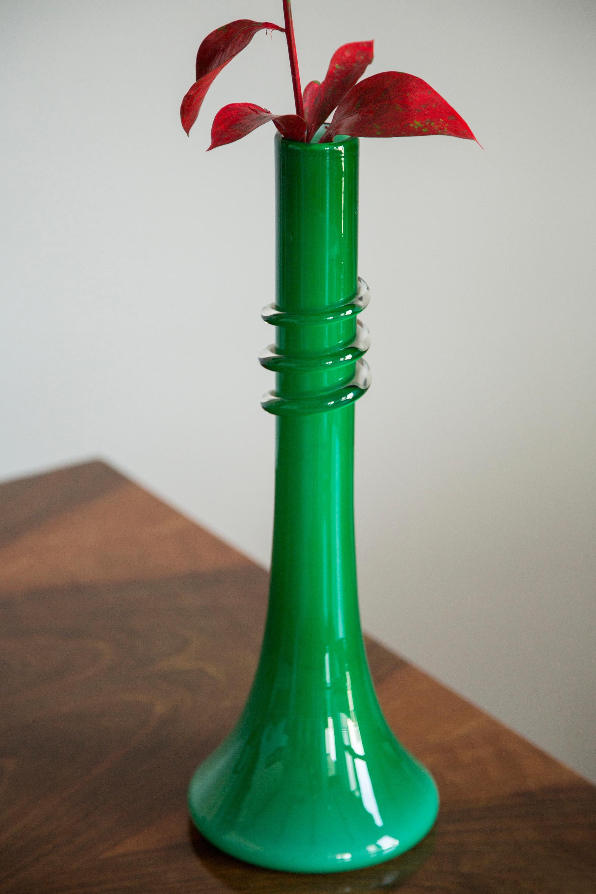 Mid-Century Modern Midcentury Vintage Green Artistic Decorative Vase, Europe, 1960s For Sale