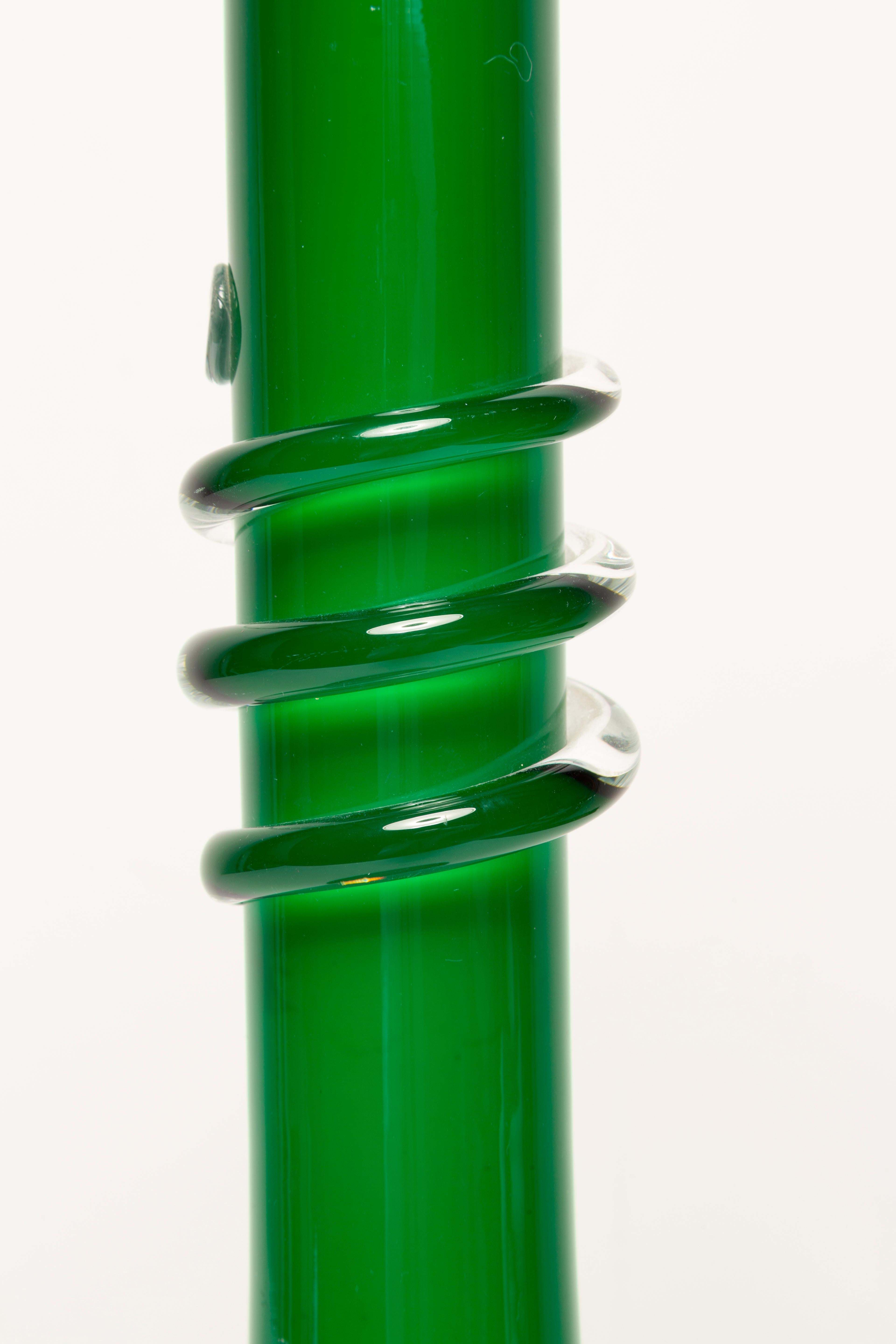 Glass Midcentury Vintage Green Artistic Decorative Vase, Europe, 1960s For Sale