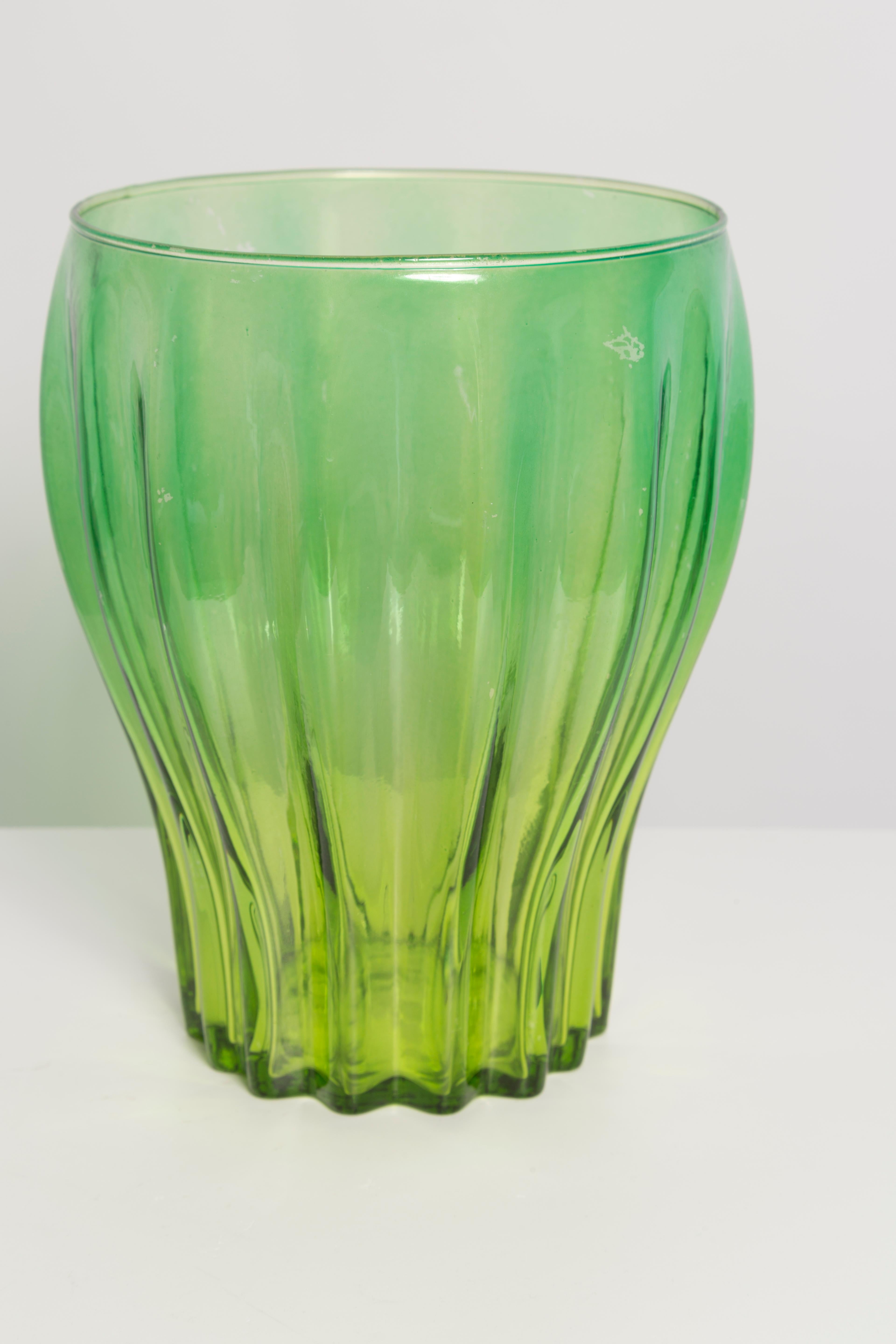20th Century Mid Century Vintage Green Big Glass Vase, Italy, 2000s