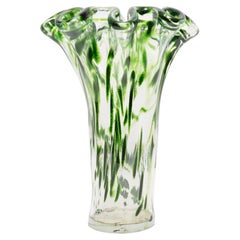 Mid Century Vintage Green Big Murano Glass Vase, Italy, 2000s