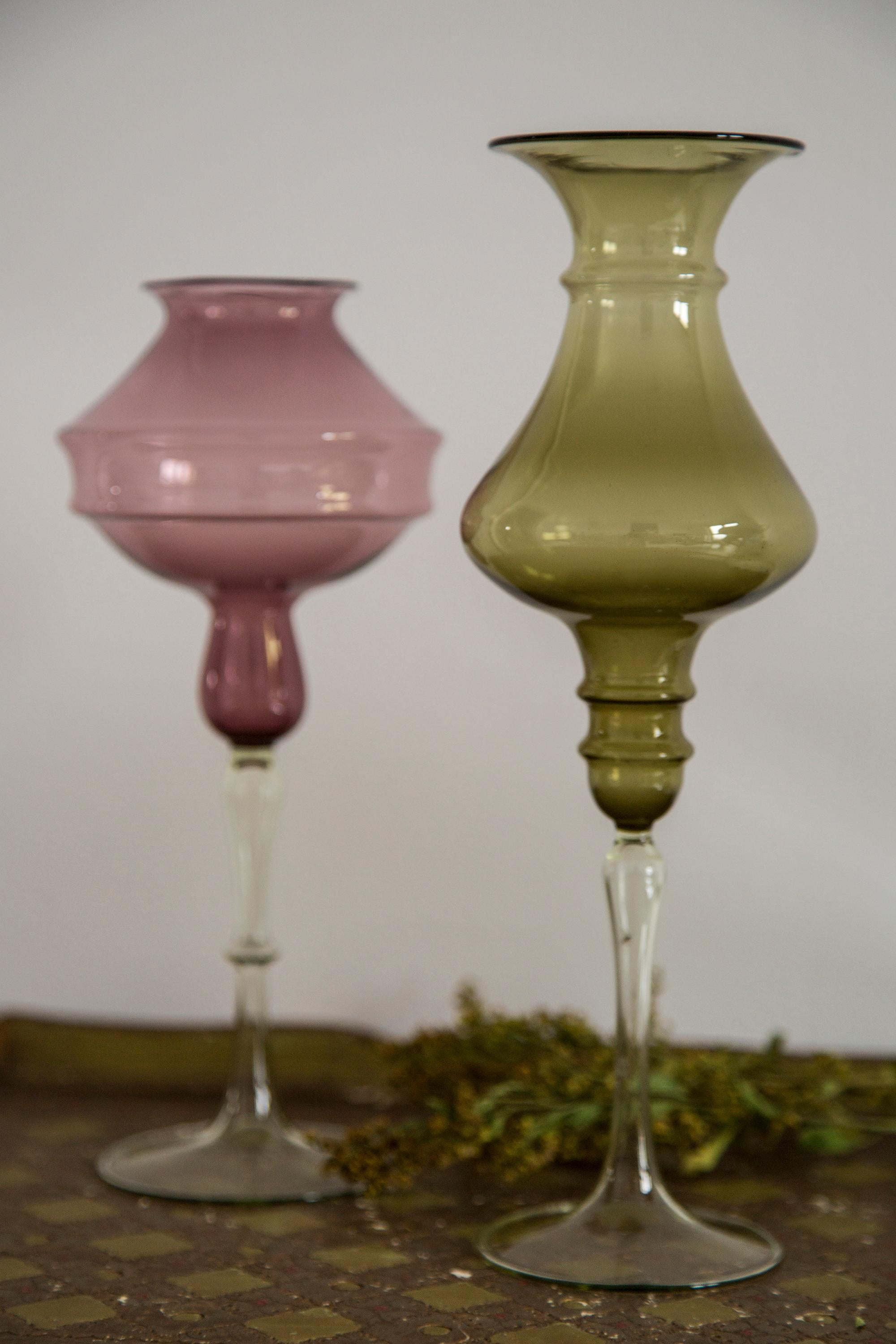 Mid-Century Modern Vase en verre décoratif vert vintage du milieu du siècle, Europe, années 1960 en vente