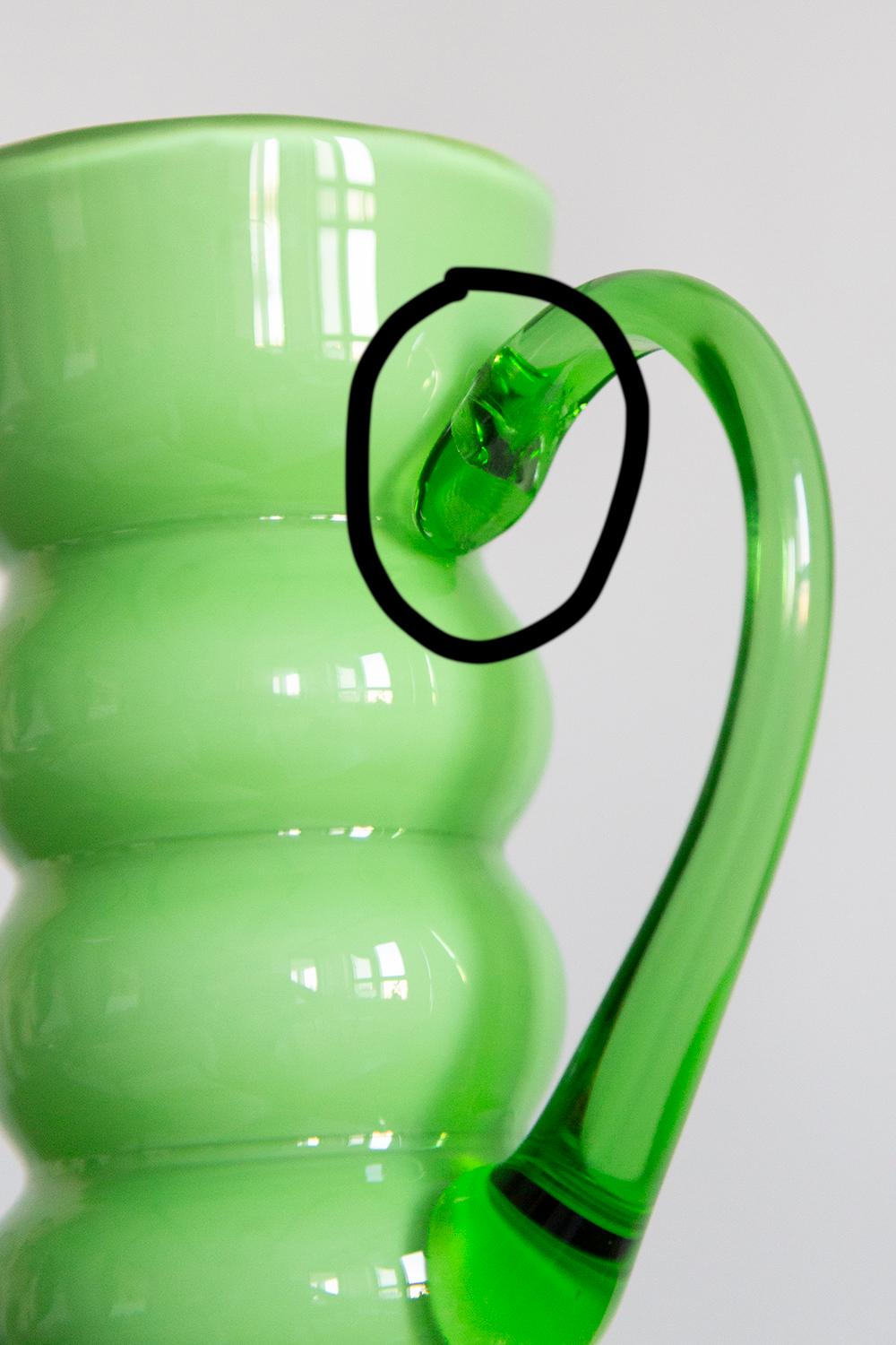 Mid Century Vintage Green Decorative Glass Vase Pot, Europe, 1960s For Sale 2