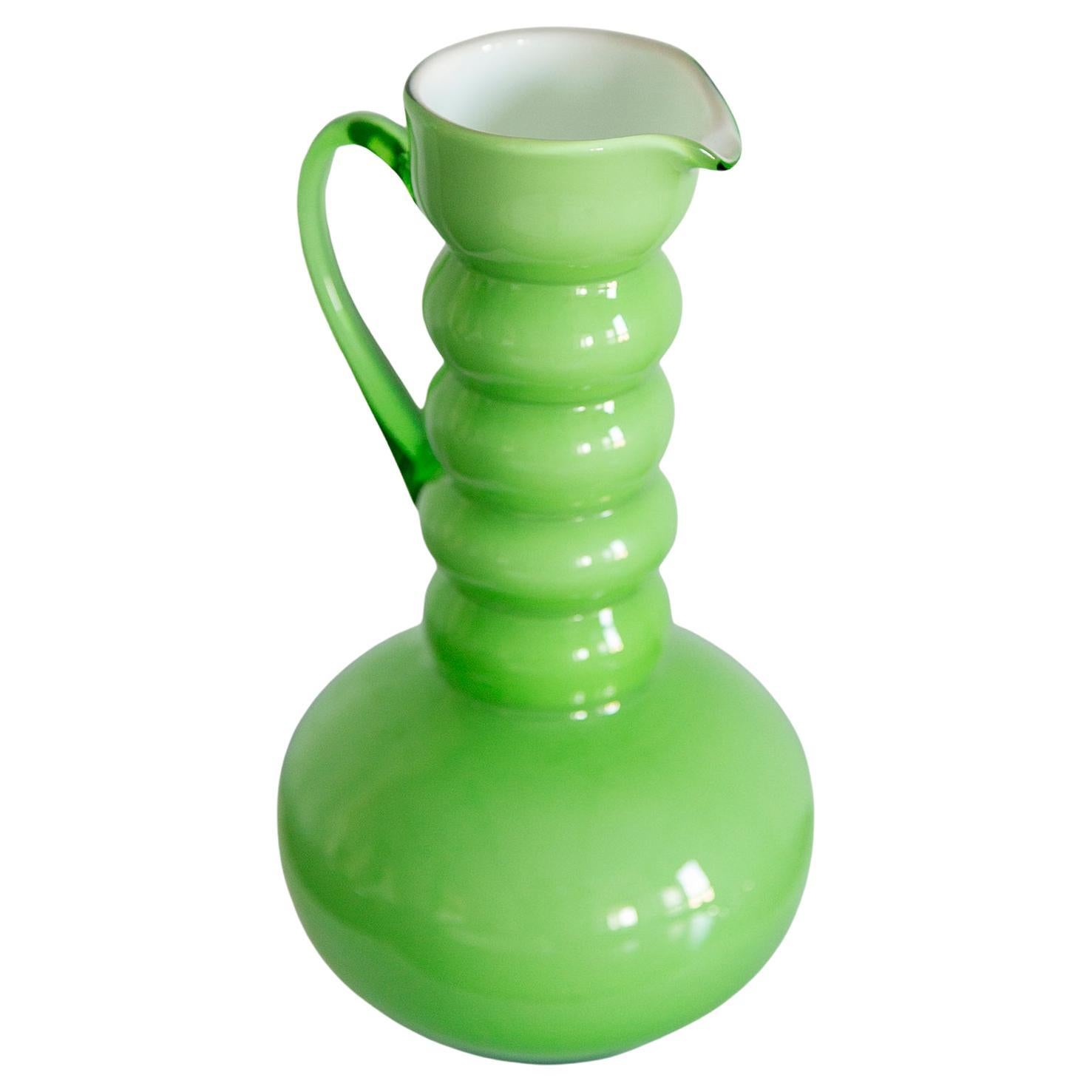 Mid Century Vintage Green Decorative Glass Vase Pot, Europe, 1960s