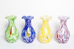 Mid Century Vintage Green Dots Small Murano Vase, Italy, 1960s