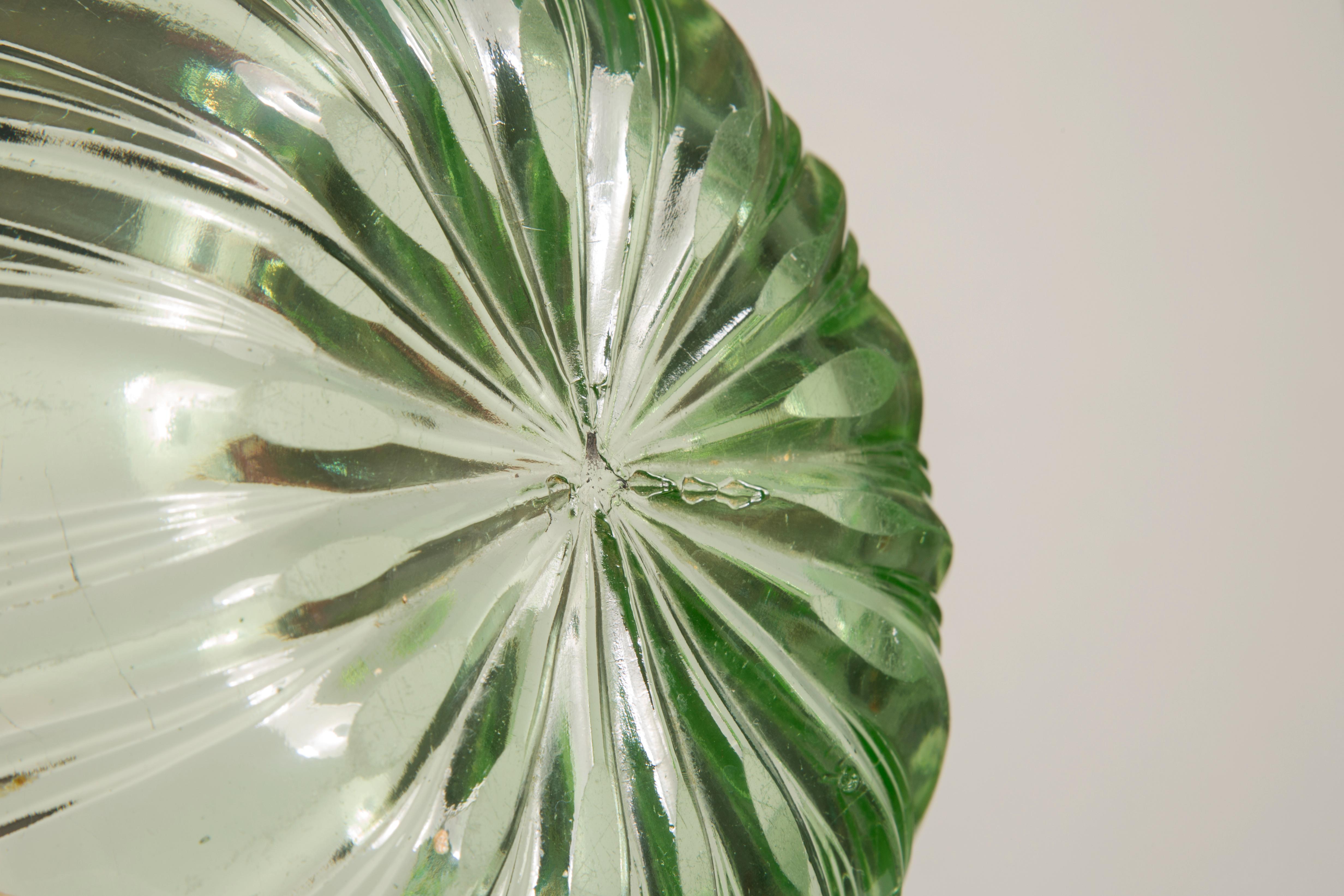 Grüner Blumen-Deko-Glasteller aus der Mitte des Jahrhunderts, Italien, 1960er Jahre im Angebot 5