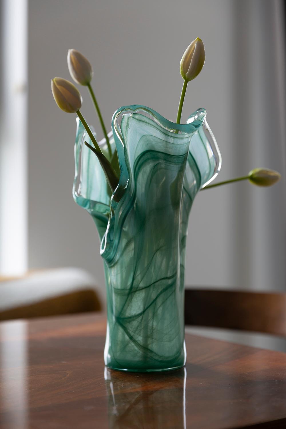 Mid-Century Modern Midcentury Vintage Green Murano Glass Vase, Italy, 2000s