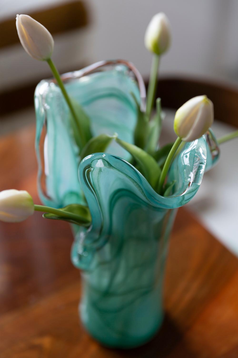 20th Century Midcentury Vintage Green Murano Glass Vase, Italy, 2000s