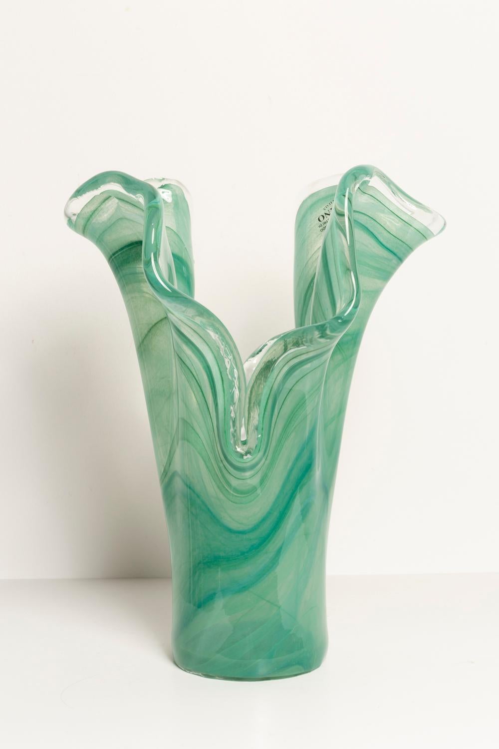 Midcentury Vintage Green Murano Glass Vase, Italy, 2000s 1