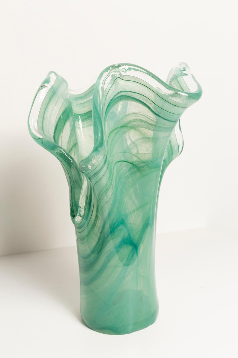 Midcentury Vintage Green Murano Glass Vase, Italy, 2000s 3