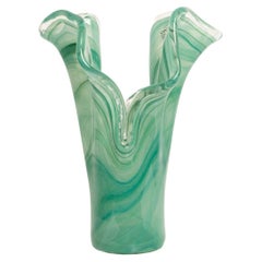 Midcentury Vintage Green Murano Glass Vase, Italy, 2000s