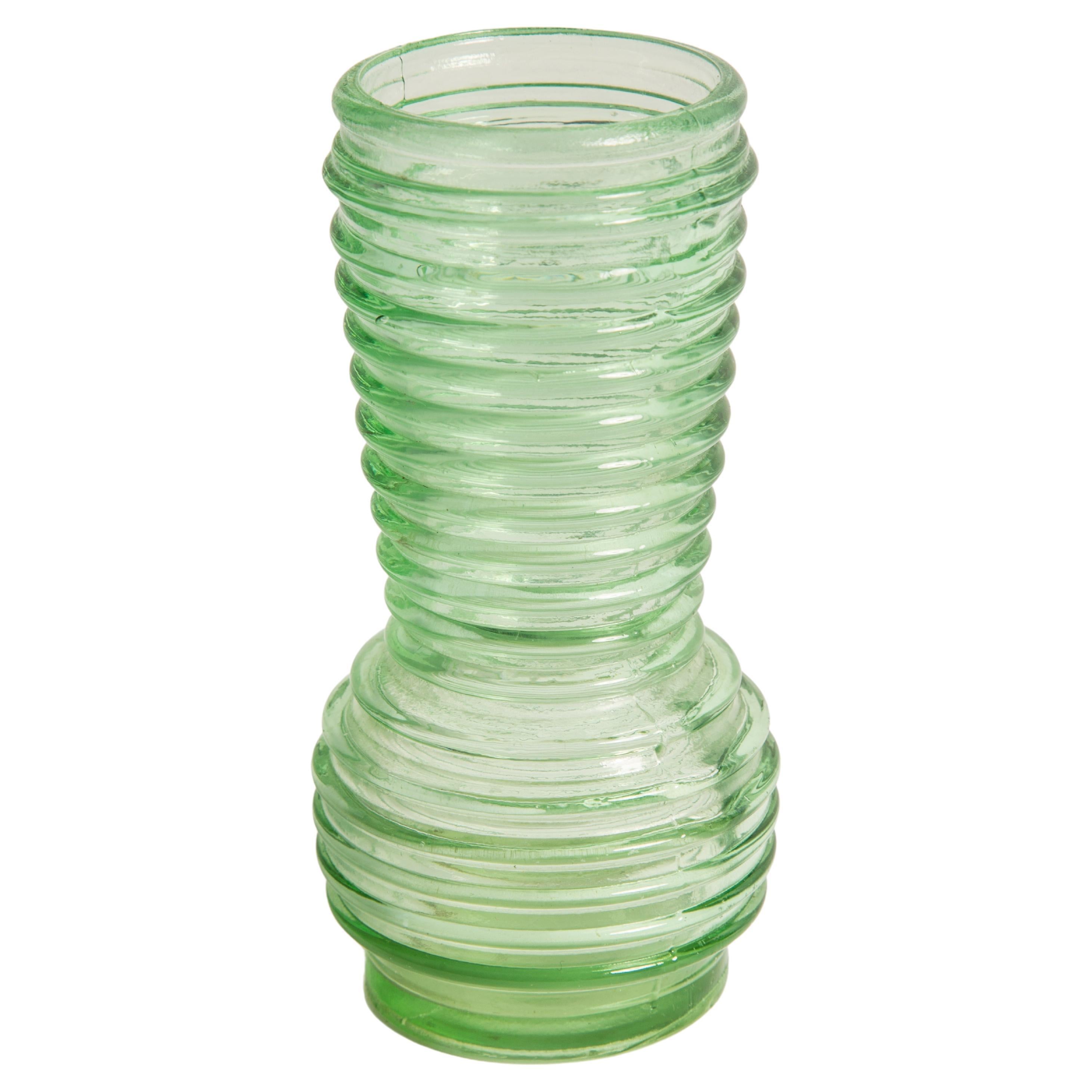 Midcentury Vintage Green Small Geometric Vase, Europe, 1960s