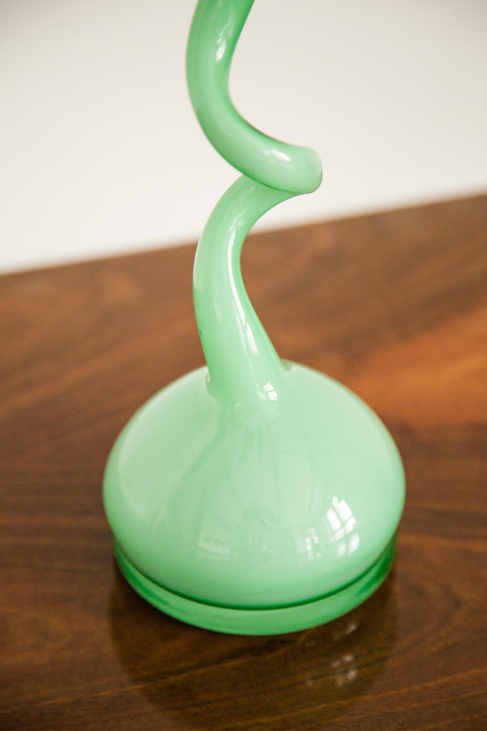 Italian Midcentury Vintage Green Swivel Curly Big Vase, Italy, 1960s
