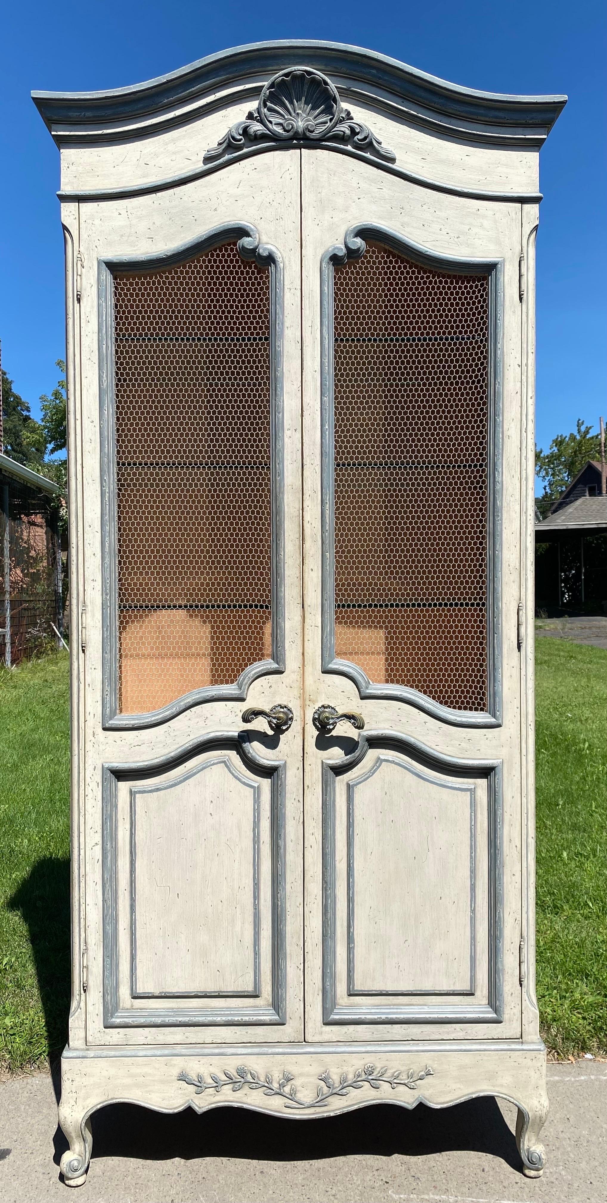 Mid century Vintage gustavian and Style two door armoire after drexel For Sale 3