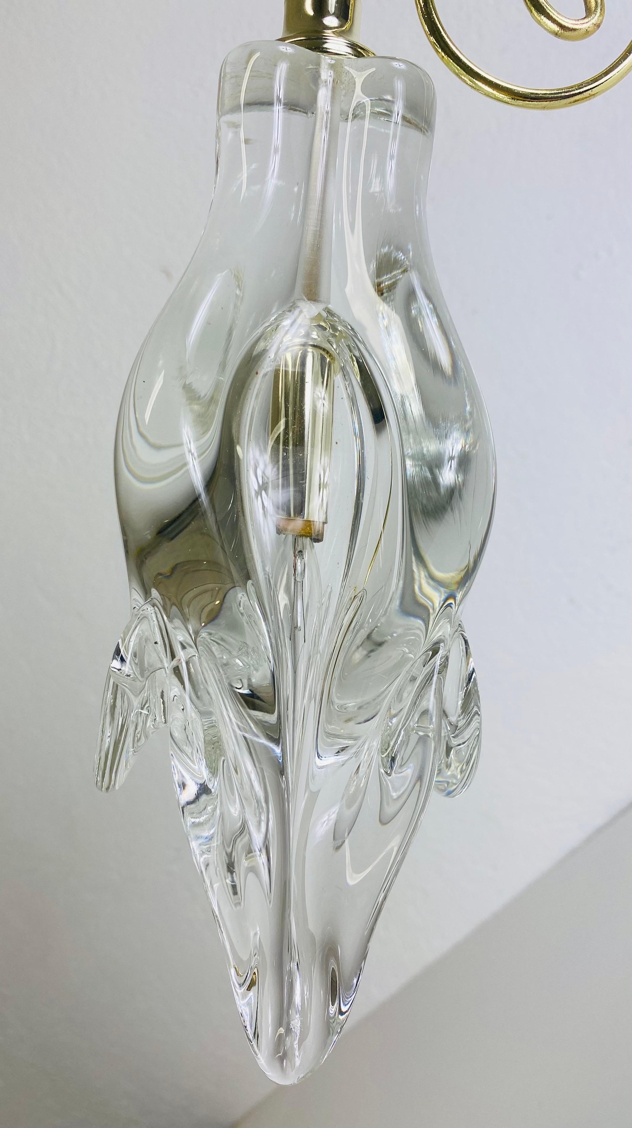 Mid century vintage mundgeblasenen italienischen Murano klar Glas Calla Lilie Lampe im Angebot 1