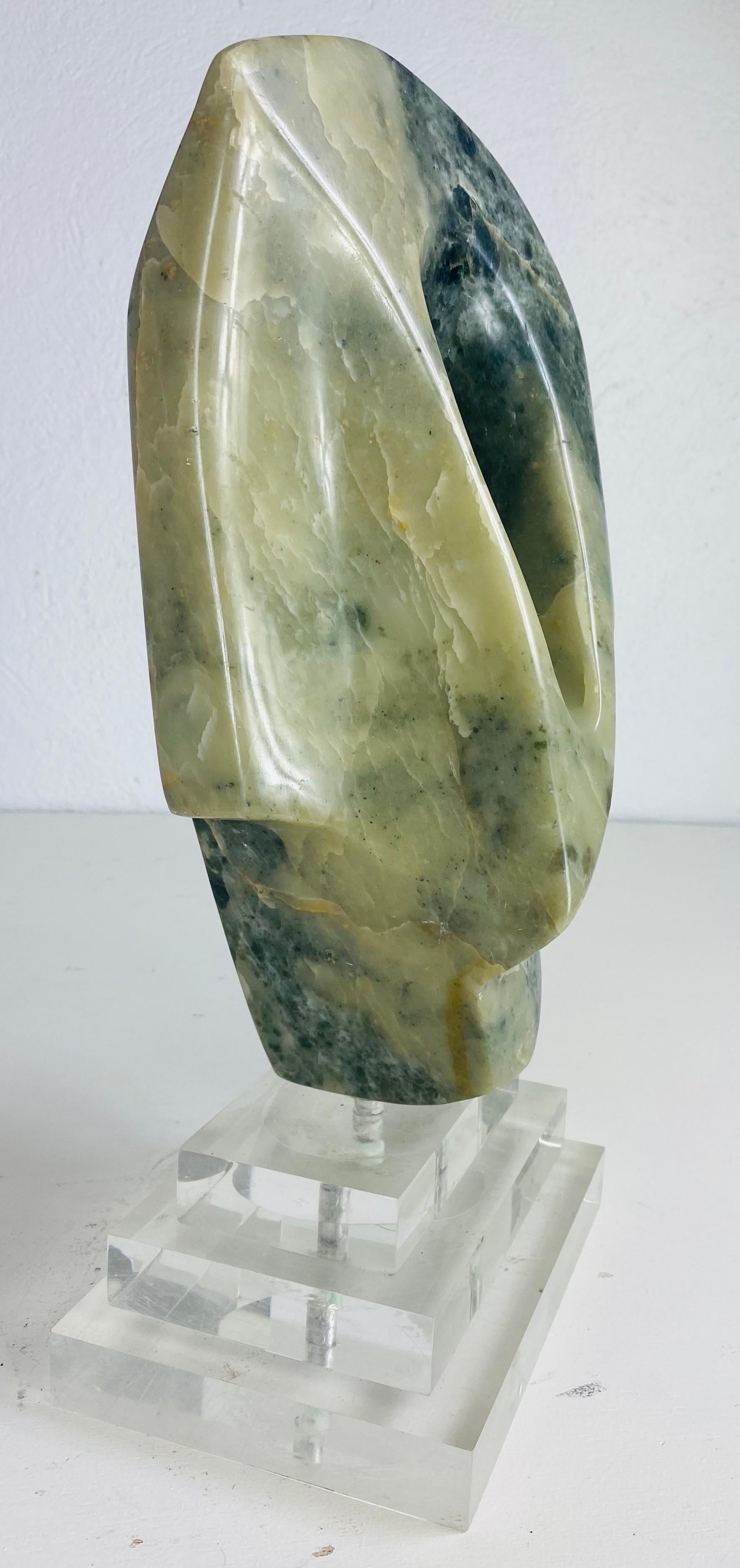 Late 20th Century Mid century vintage hand carved abstract onyx Sculpture.